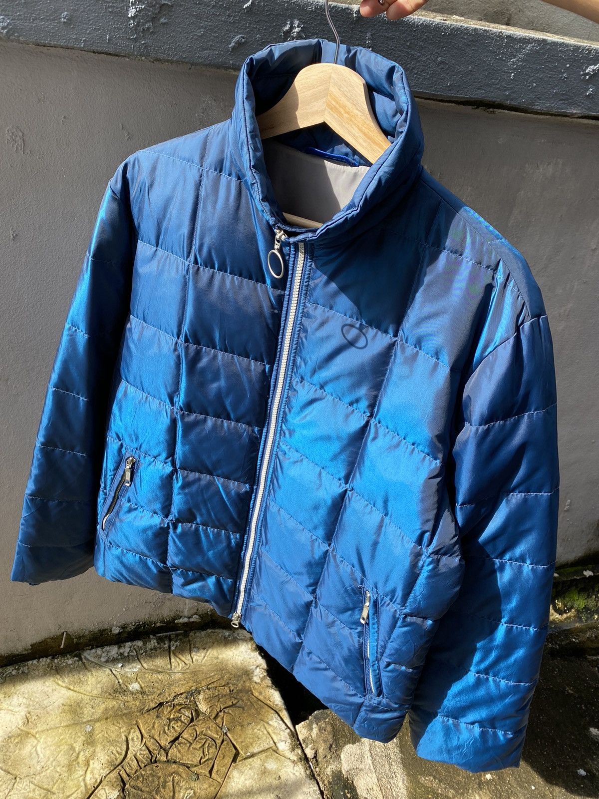 Japanese Brand vintage 90s uniqlo puffer down metallic blue jacket Size US L / EU 52-54 / 3 - 3 Thumbnail