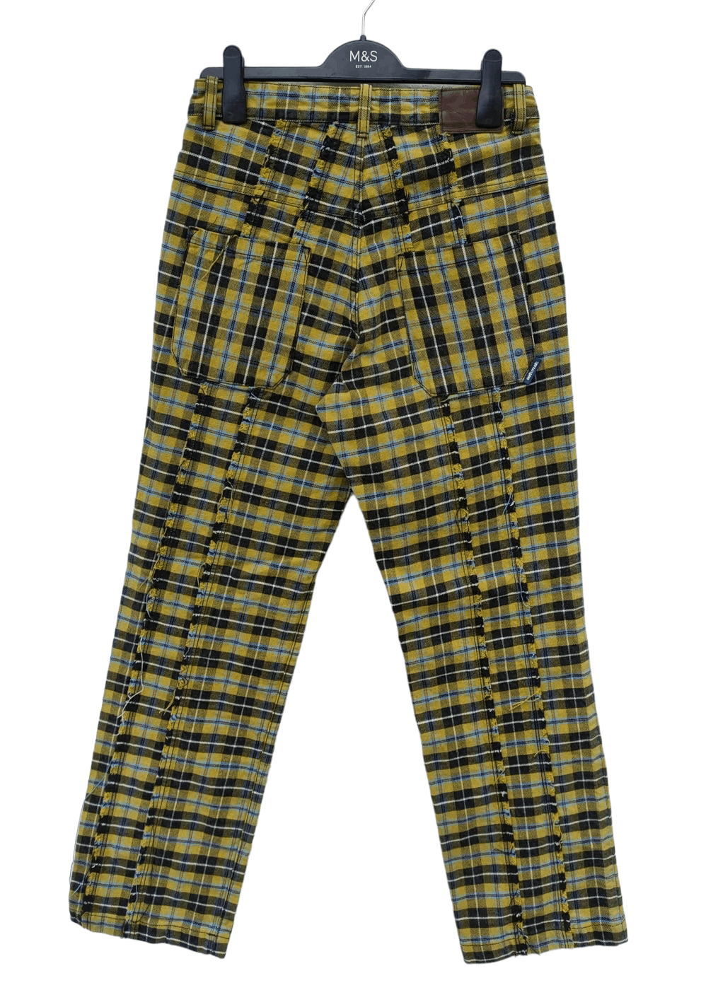 Japanese Brand Earth Music Reconstructed Checkered Denim Size US 29 - 1 Thumbnail