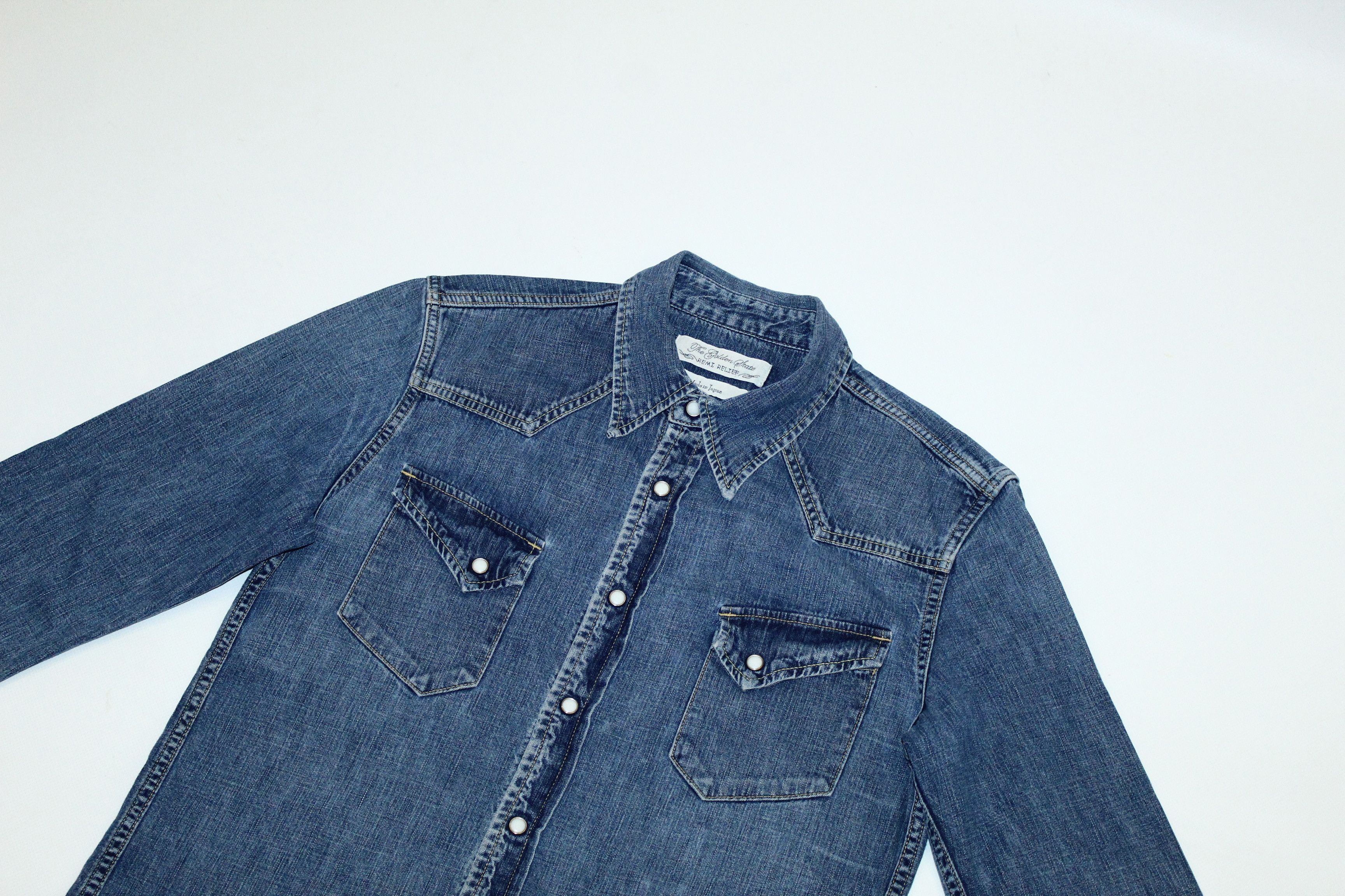 Remi Relief 💥RARE💥 Remi Relief Blue Wash Faded Denim Western Shirt Size US L / EU 52-54 / 3 - 2 Thumbnail