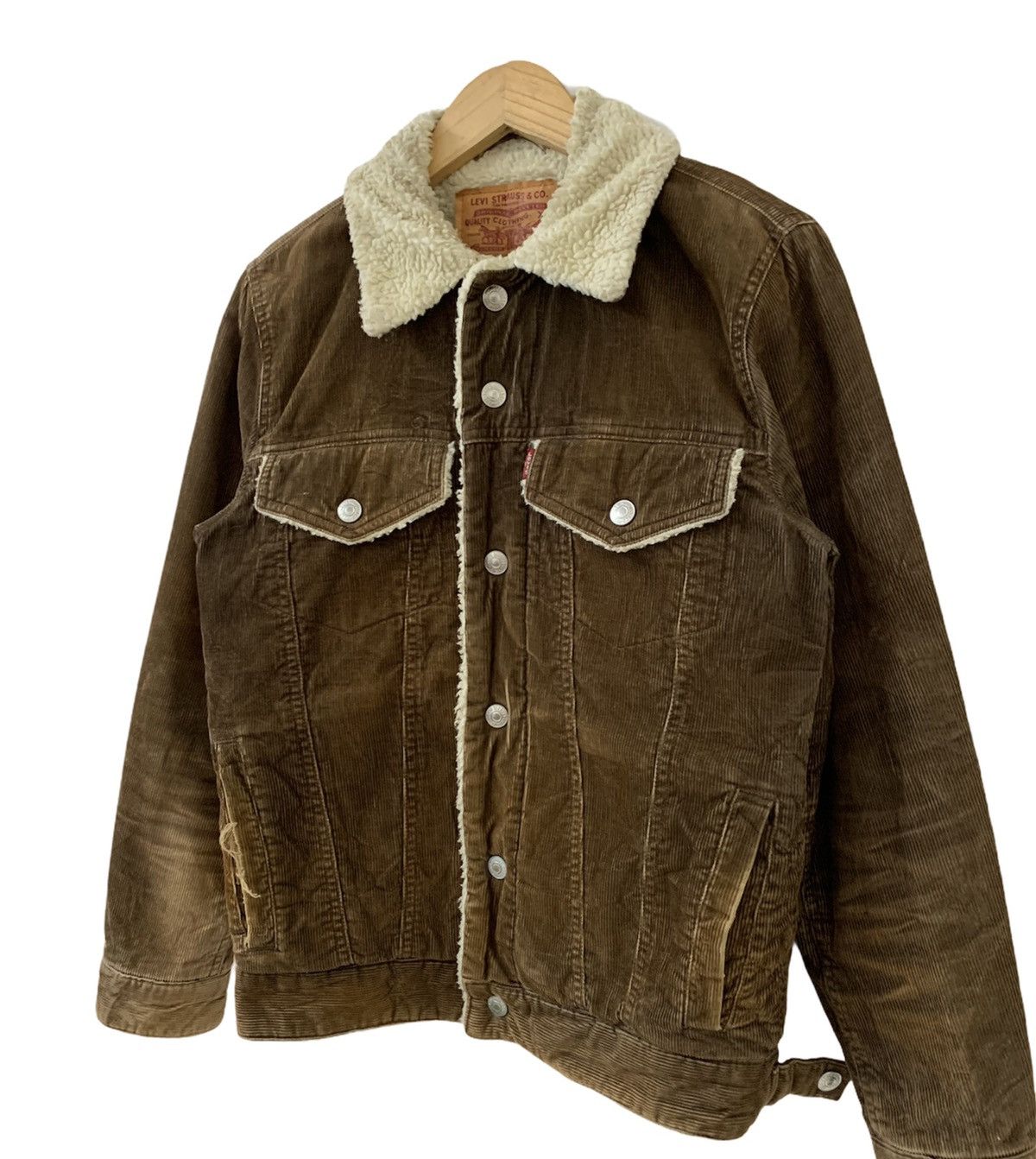 Levi's Vintage Levis Corduroy Shearling Trucker Jacket Size US S / EU 44-46 / 1 - 2 Thumbnail