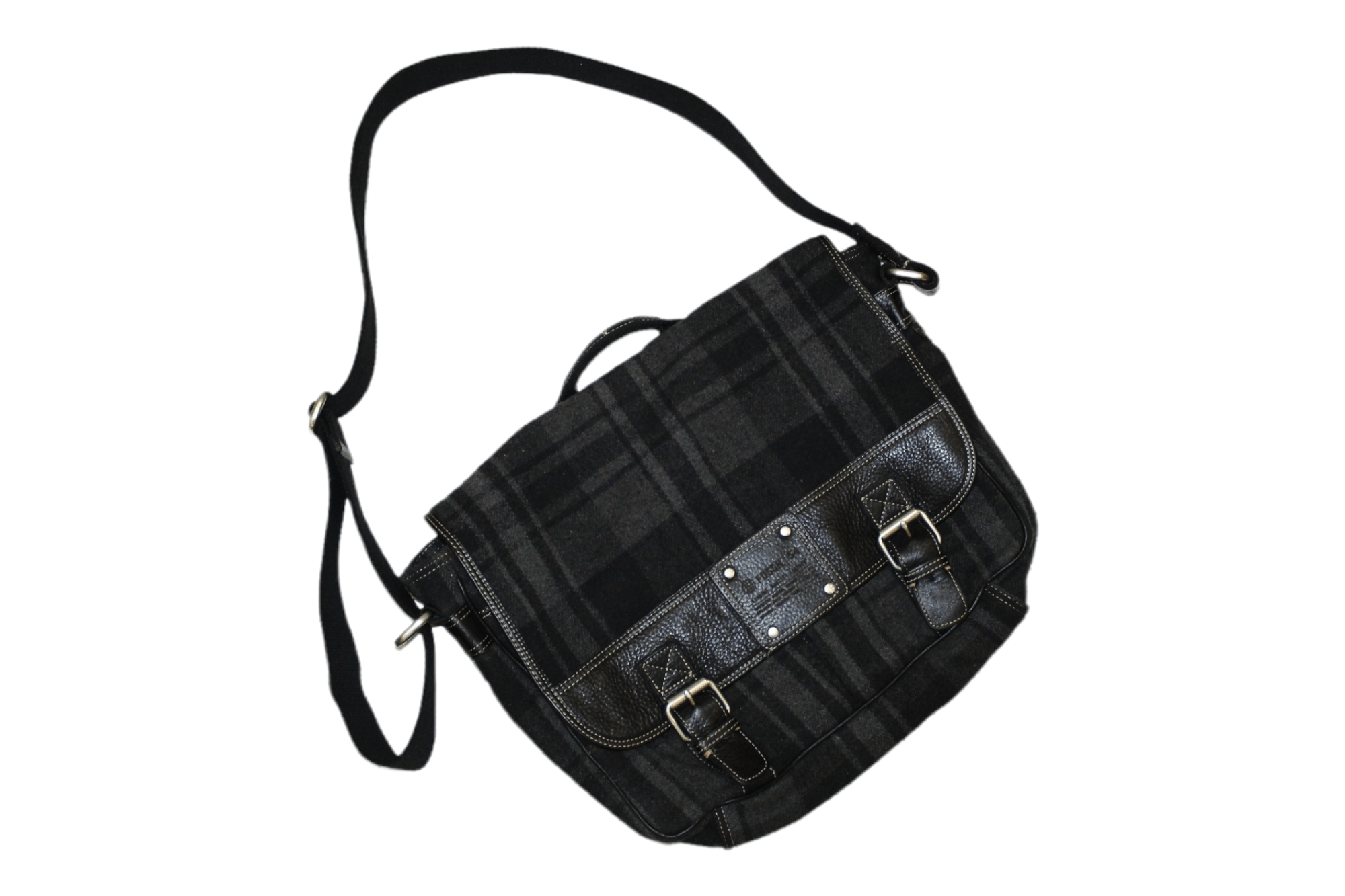 Fossil 54 Big Messenger Tweed Plaid Check Bag in Grey, Men's
