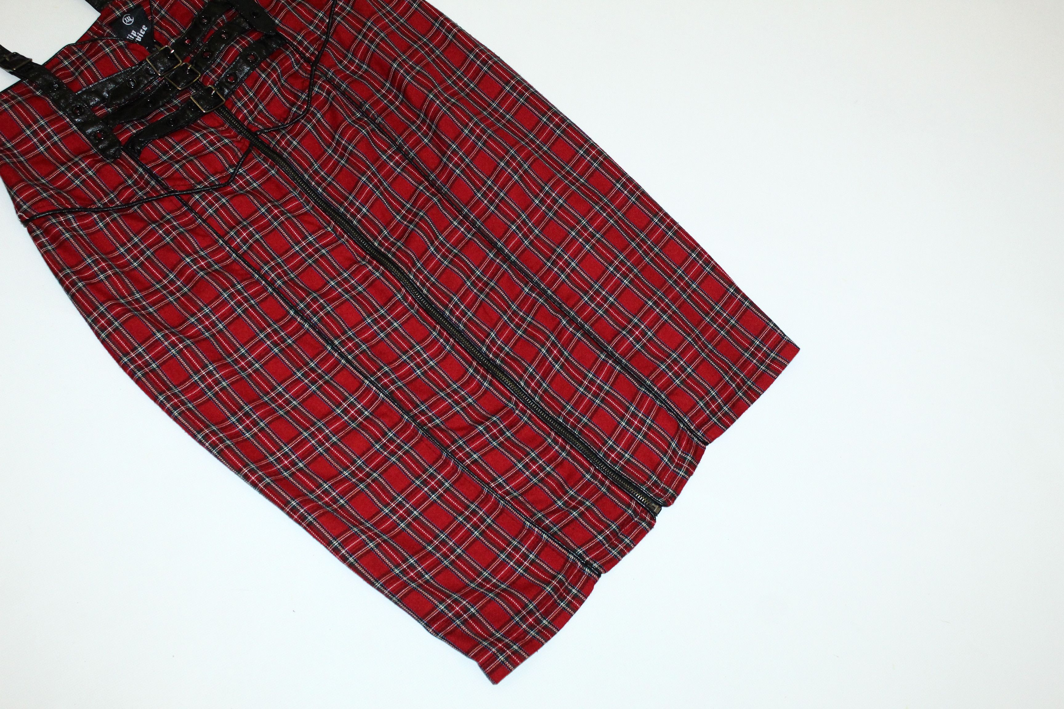 Lip Service Lip Service Red Tartan Bondages Pinafore Dress/skirt Size XXL / US 16-18 / IT 52-54 - 4 Thumbnail