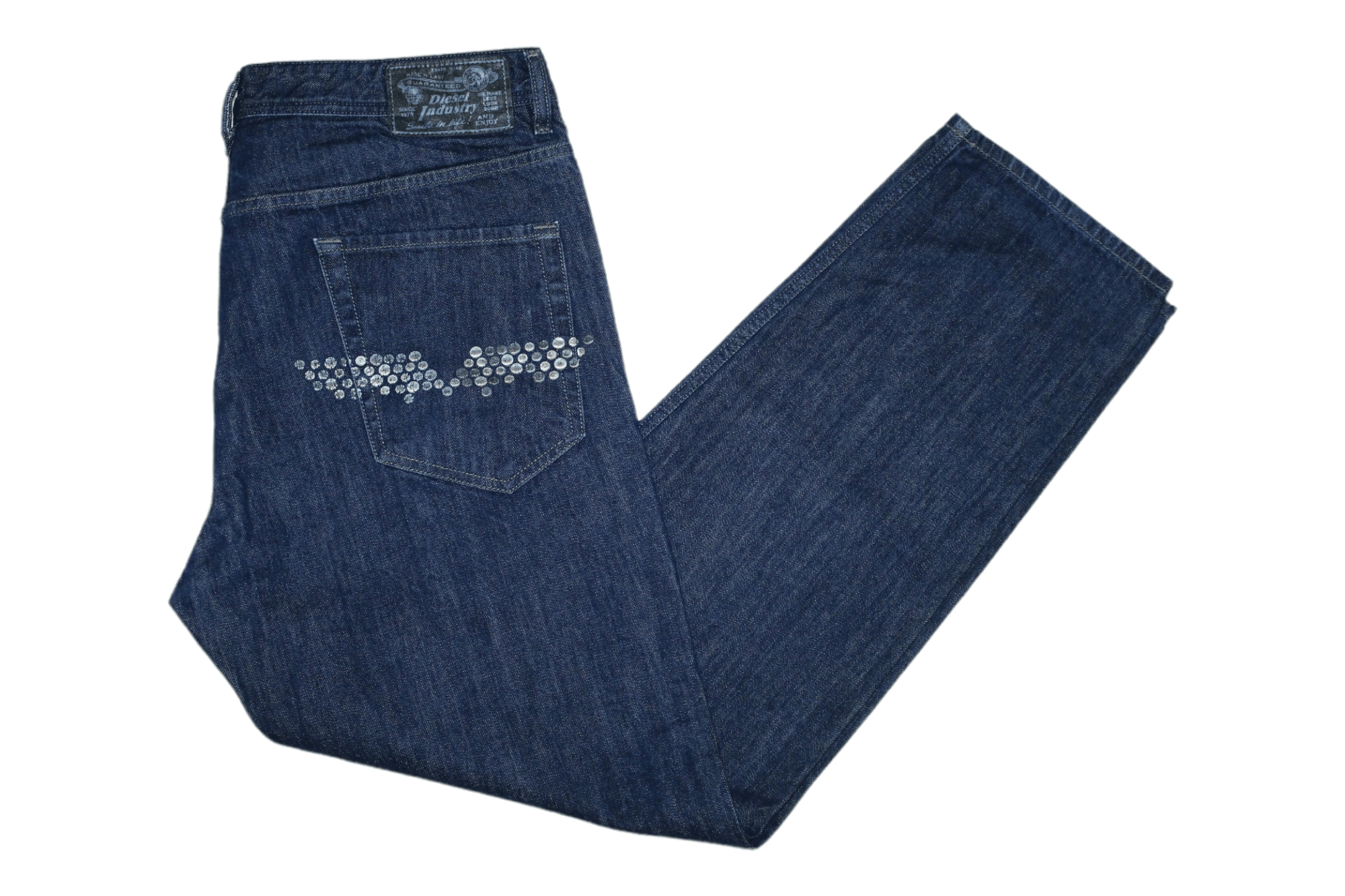 Diesel 🔥 VTG 🔥 DIESEL JEANS MEJO JAPANESE DRAGON PRINT RAW BLUE Size US 34 / EU 50 - 1 Thumbnail
