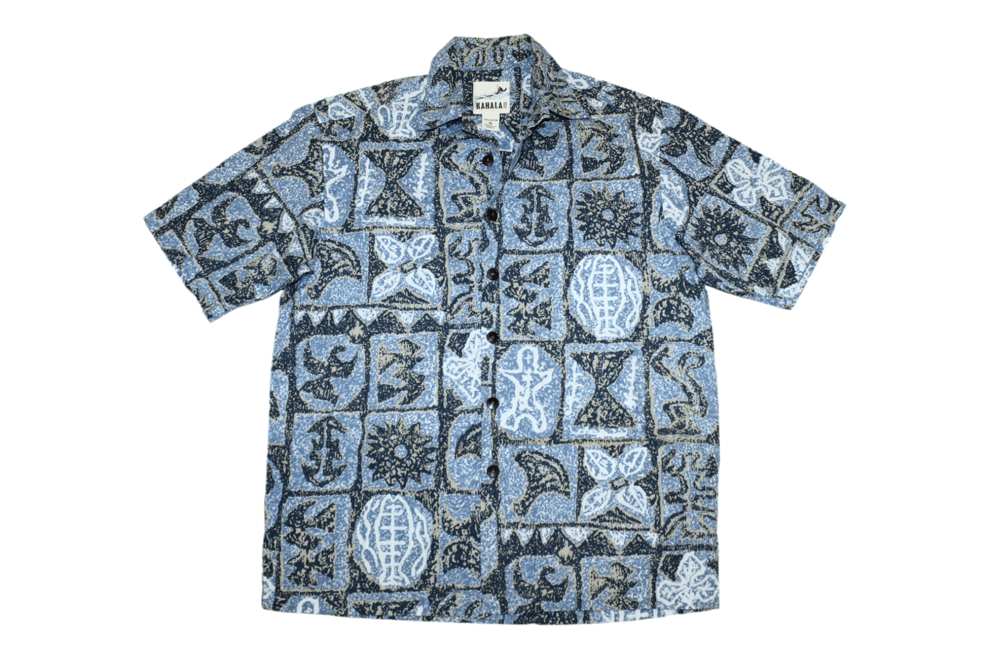 image of Aloha Wear x Hawaiian Shirt Vntg Kahala Abstract Art Crazy Surf Style Handcrafted Shirt in Mix (Siz