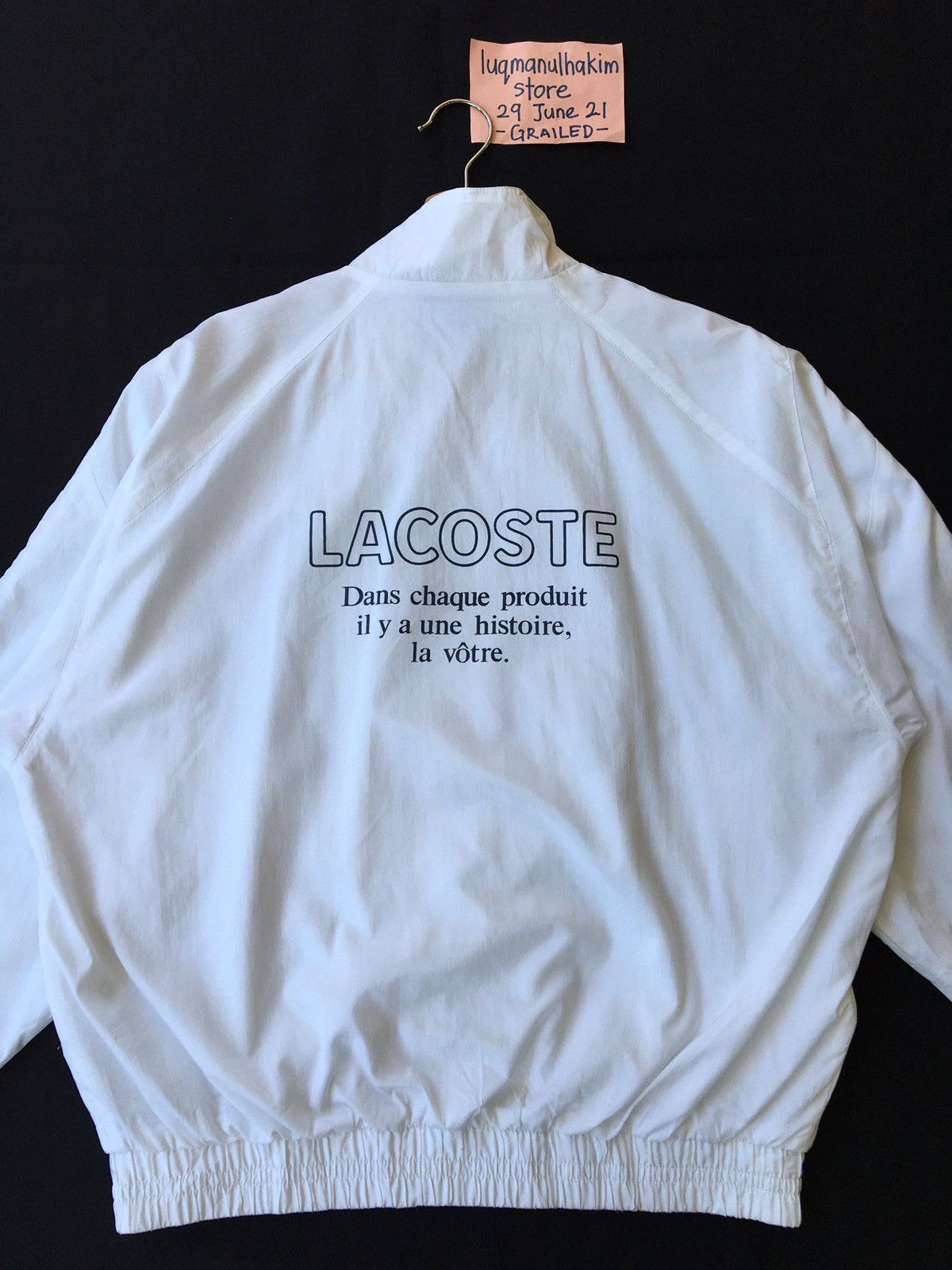 Lacoste Vintage Lacoste Big Logo White Windbreaker/ Jacket Size US M / EU 48-50 / 2 - 3 Thumbnail