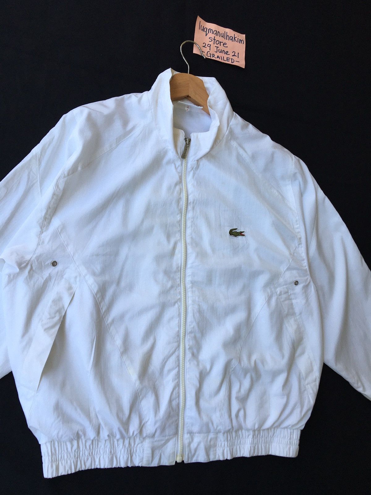 Lacoste Vintage Lacoste Big Logo White Windbreaker/ Jacket Size US M / EU 48-50 / 2 - 8 Thumbnail