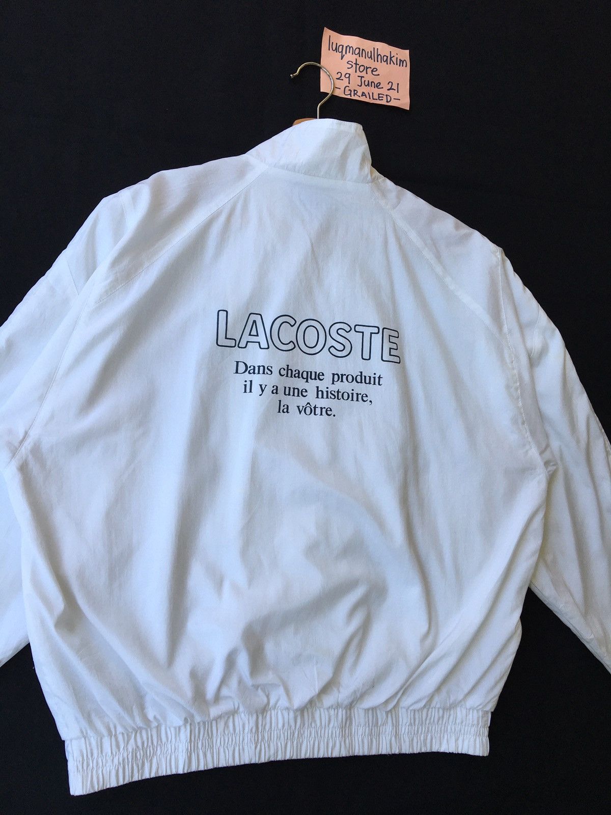 Lacoste Vintage Lacoste Big Logo White Windbreaker/ Jacket Size US M / EU 48-50 / 2 - 4 Thumbnail
