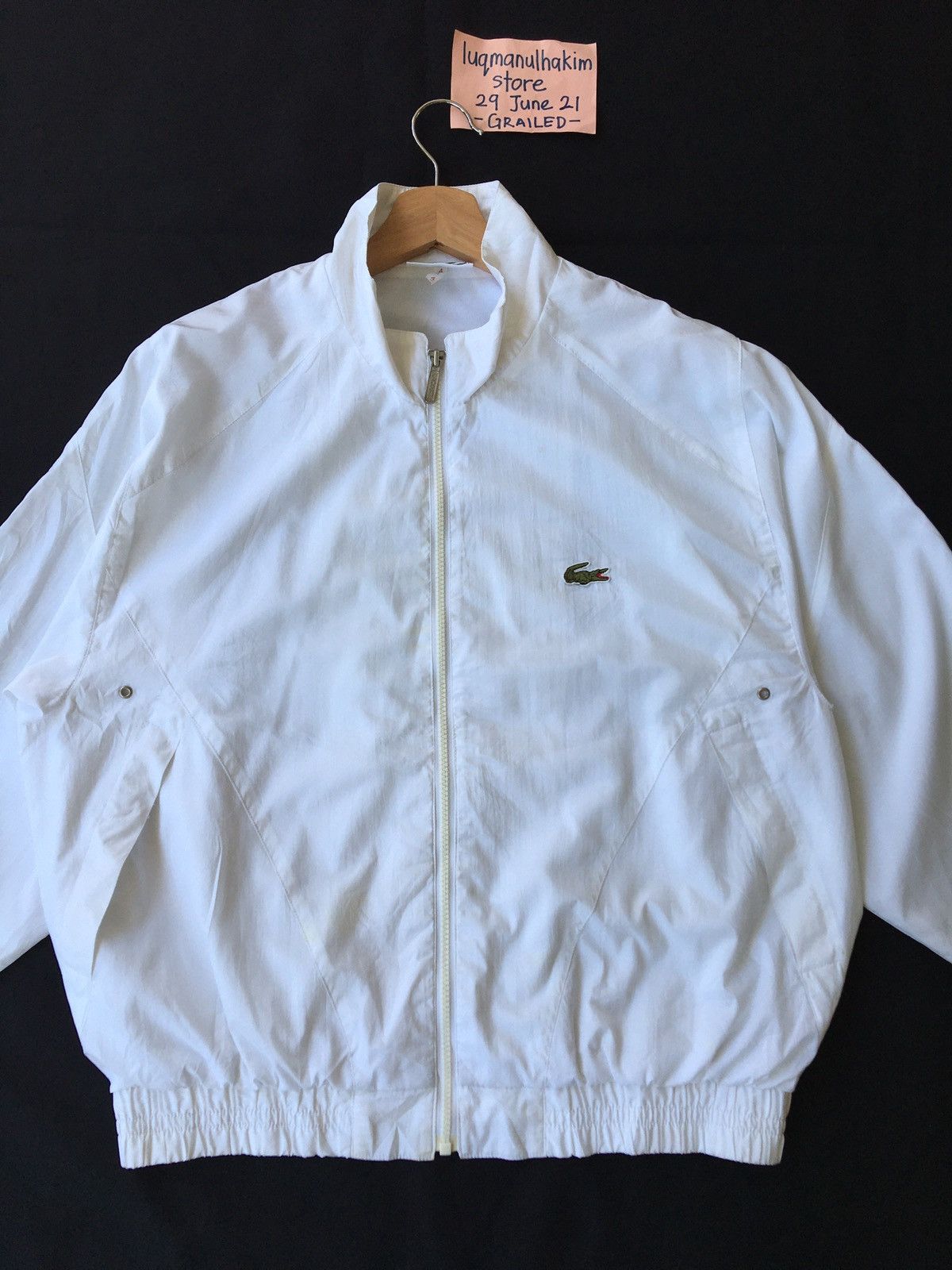 Lacoste Vintage Lacoste Big Logo White Windbreaker/ Jacket Size US M / EU 48-50 / 2 - 7 Thumbnail