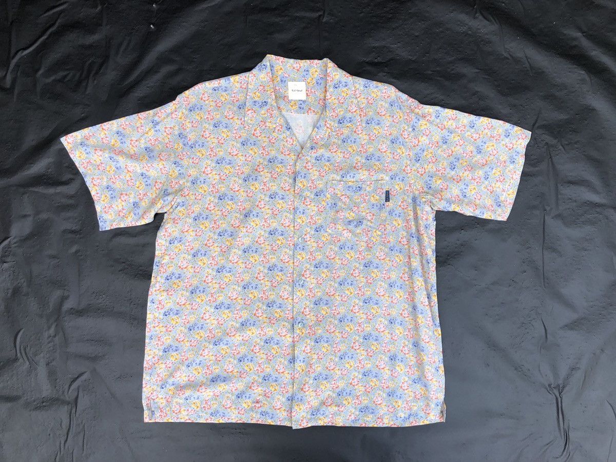 image of Vintage Karl Helmut Japan Flowers Rayon Hawaiian Shirt, Men's (Size Medium)