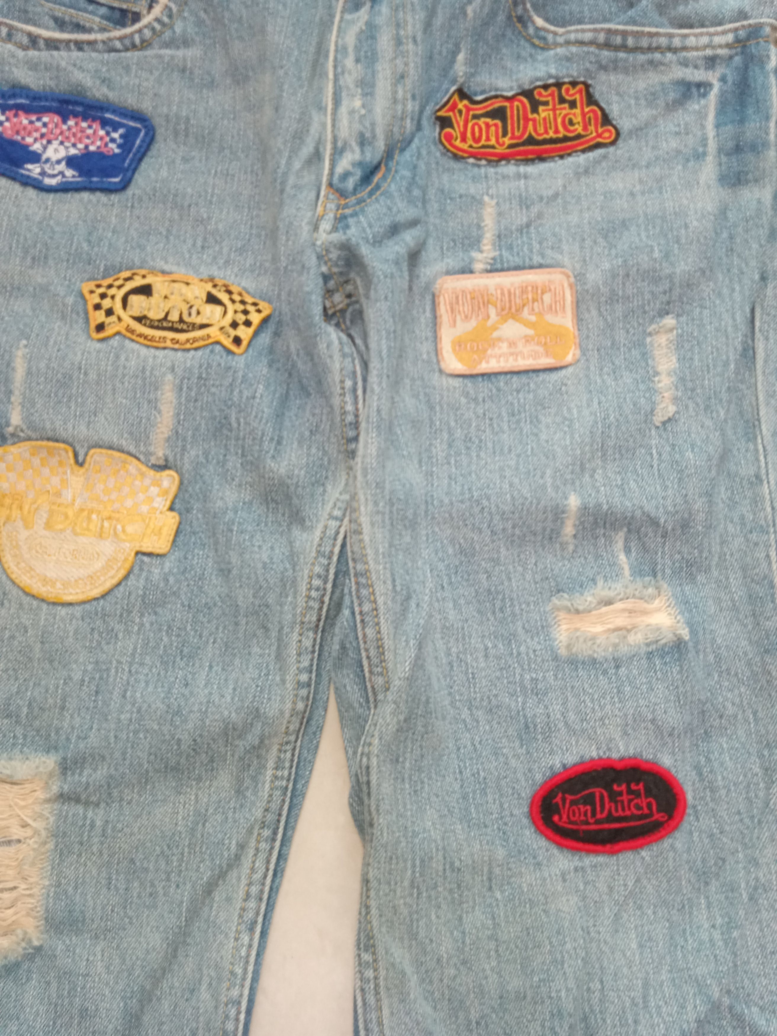 Vintage Von Dutch Japan Patchwork Y2K Denim Jeans Size US 32 / EU 48 - 3 Thumbnail