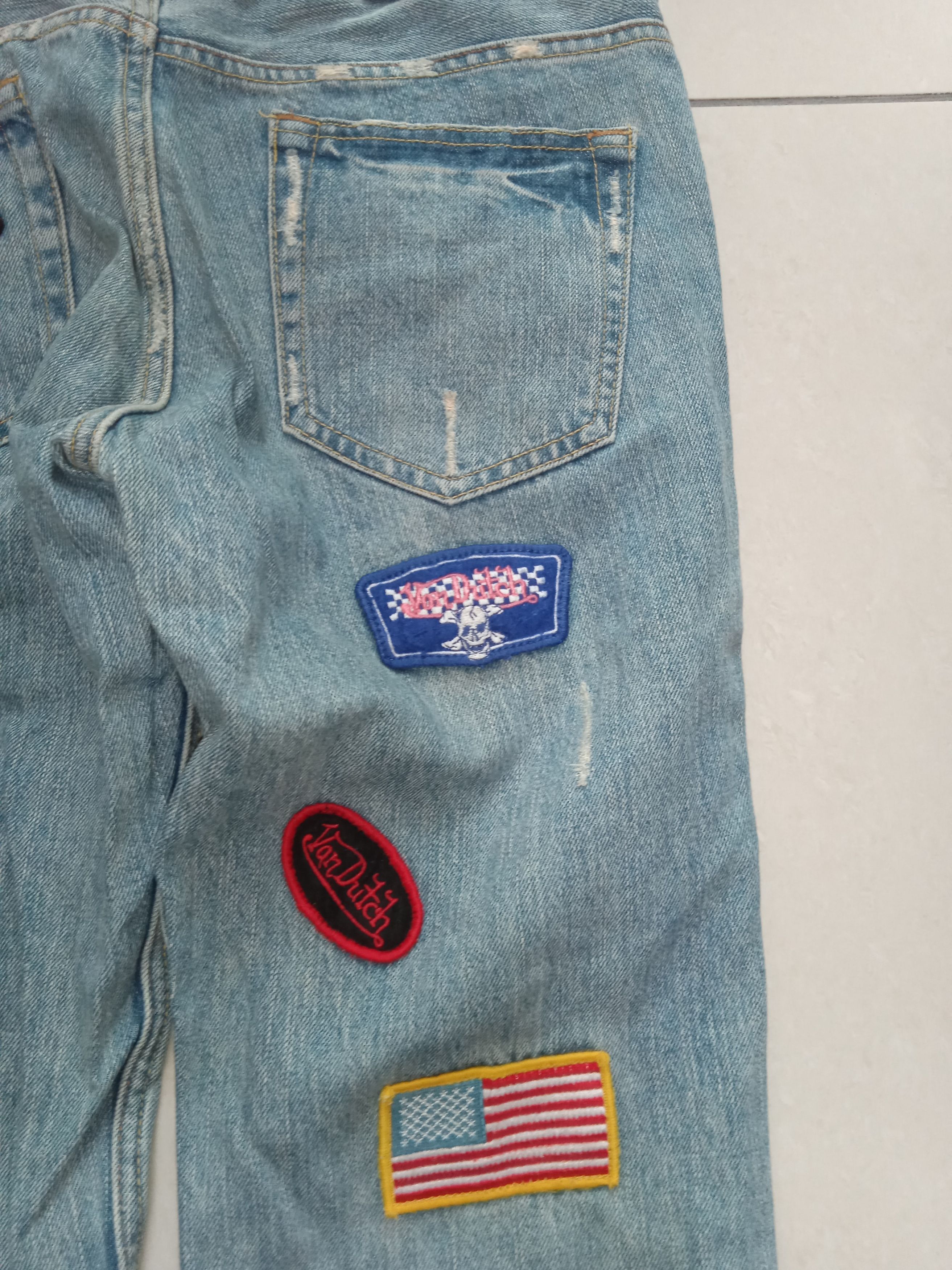 Vintage Von Dutch Japan Patchwork Y2K Denim Jeans Size US 32 / EU 48 - 5 Thumbnail