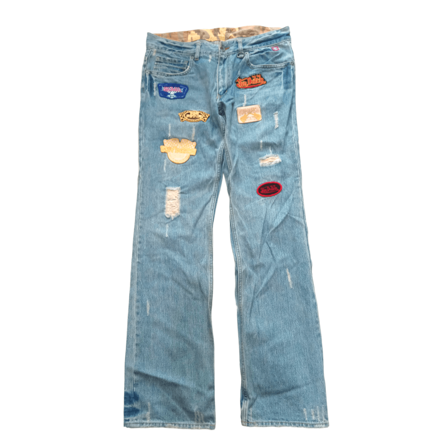Vintage Von Dutch Japan Patchwork Y2K Denim Jeans Size US 32 / EU 48 - 1 Thumbnail