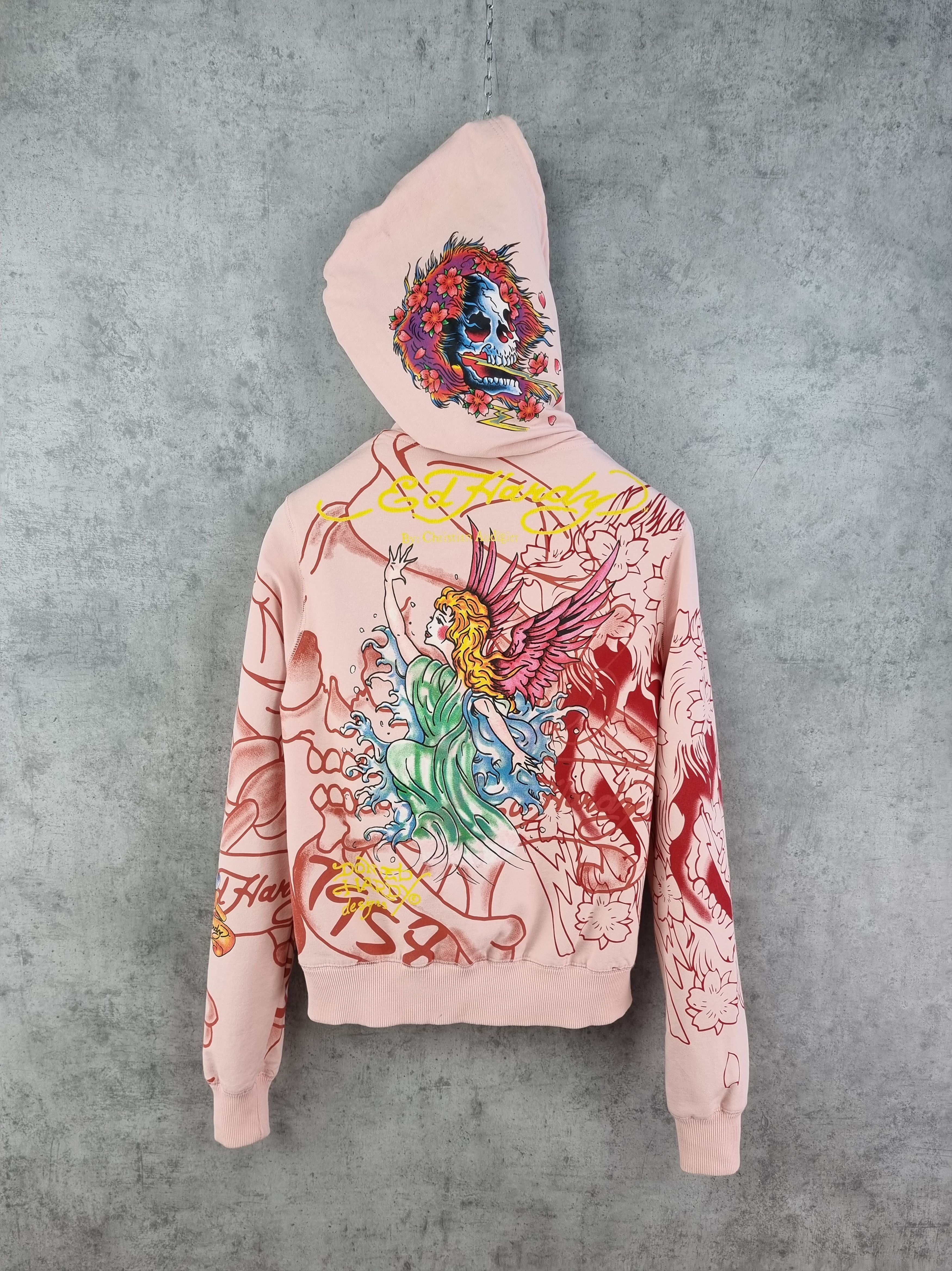 Rare Skull Theme ED HARDY Hooded Track top Light Jacket