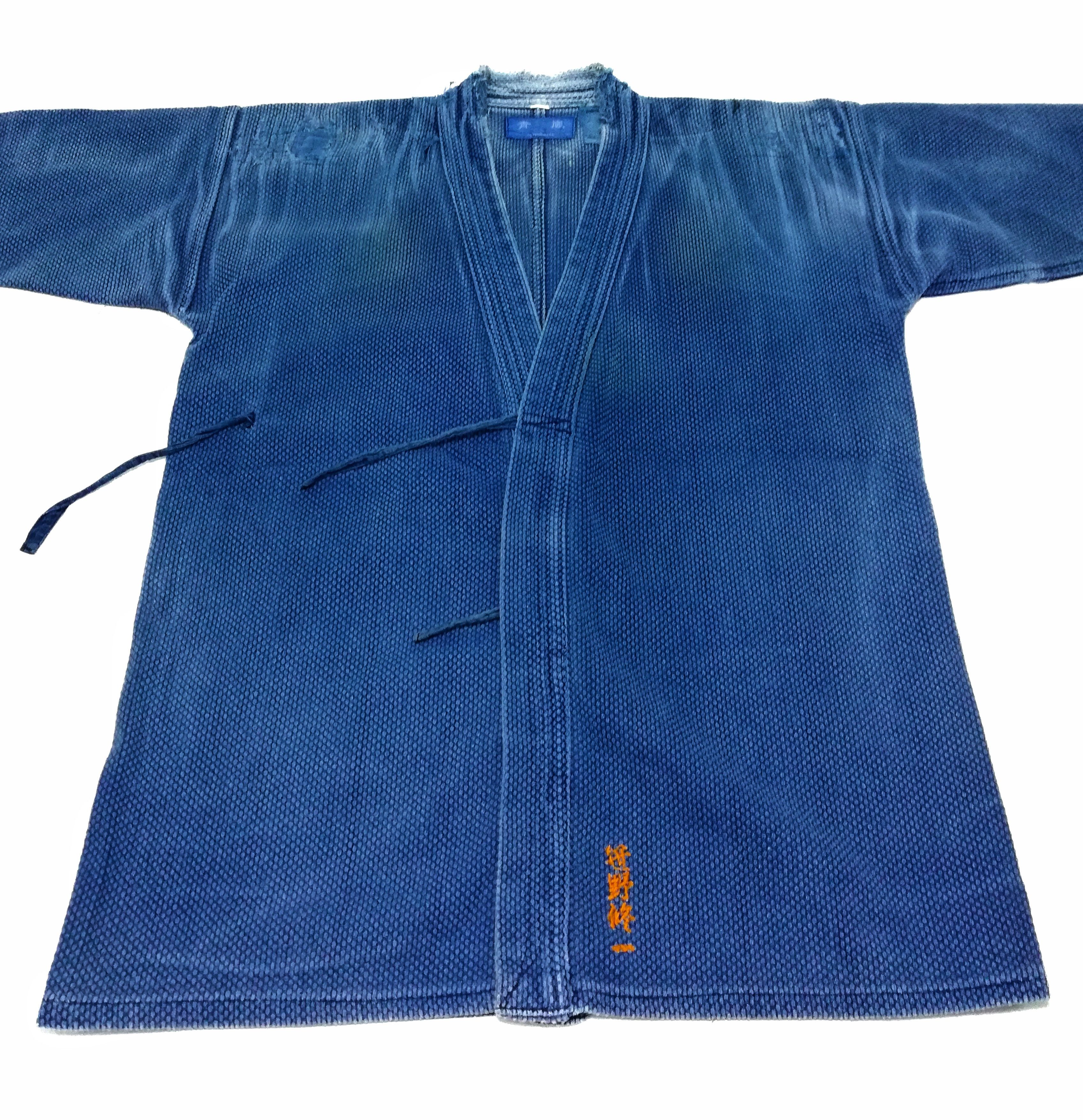 Indigo × Japanese Brand 🔥Sanjuro Kimono Indigo Dyed Woven Japan Traditional Wear🔥 Size US M / EU 48-50 / 2 - 3 Thumbnail