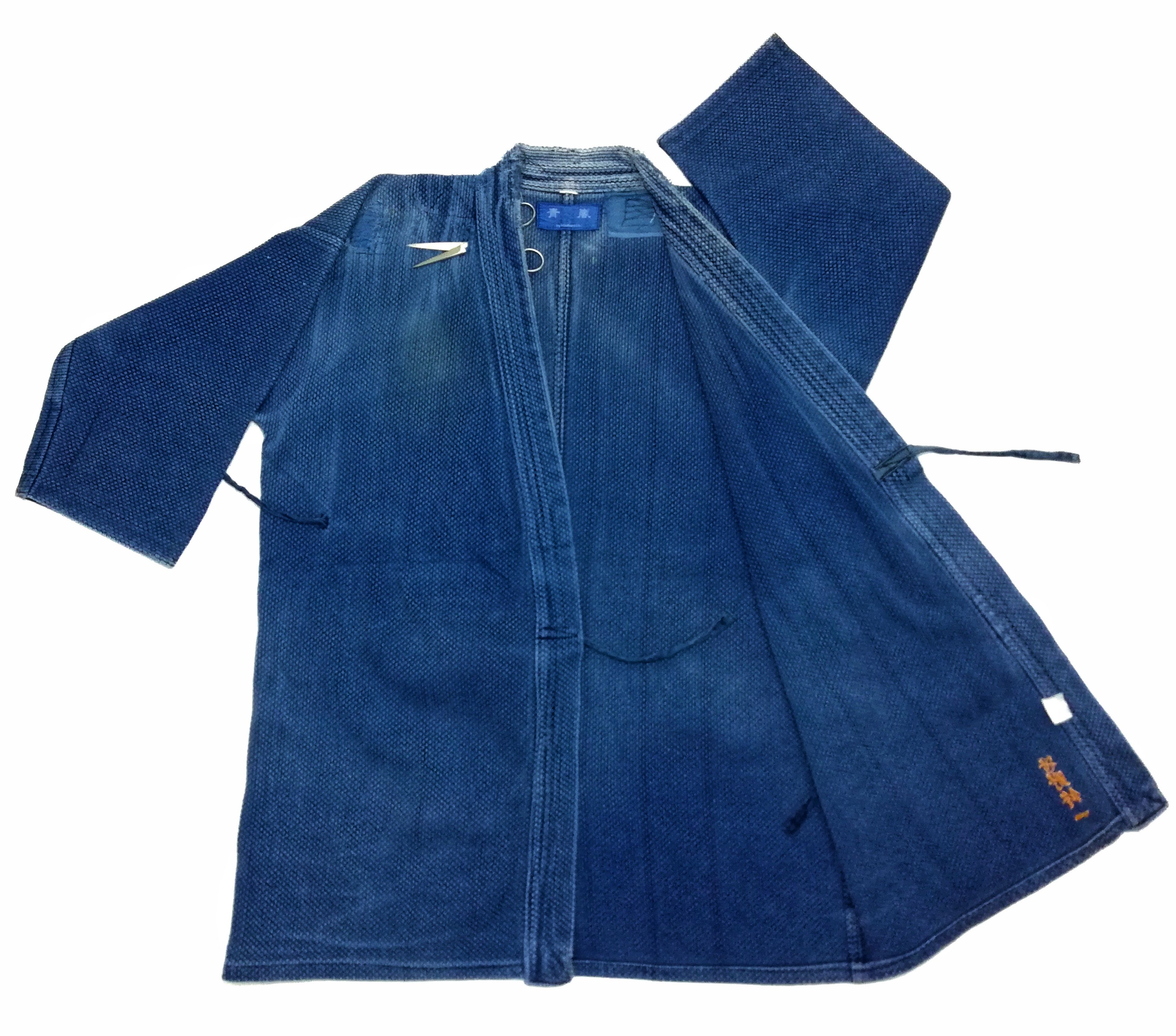 image of Blue x Indigo Sanjuro Kimono Indigo Dyed Woven Japan Traditional Wear, Men's (Size Medium)