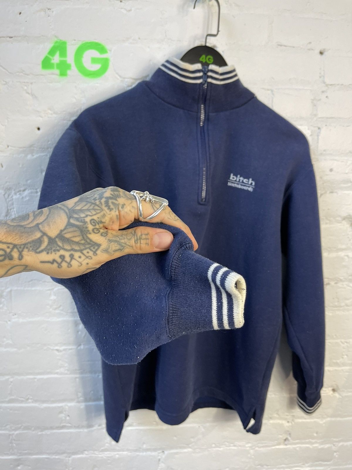 Vintage 90s BITCH SKATEBOARDS BRAND Zip Sweater 3/4 Size US L / EU 52-54 / 3 - 6 Thumbnail