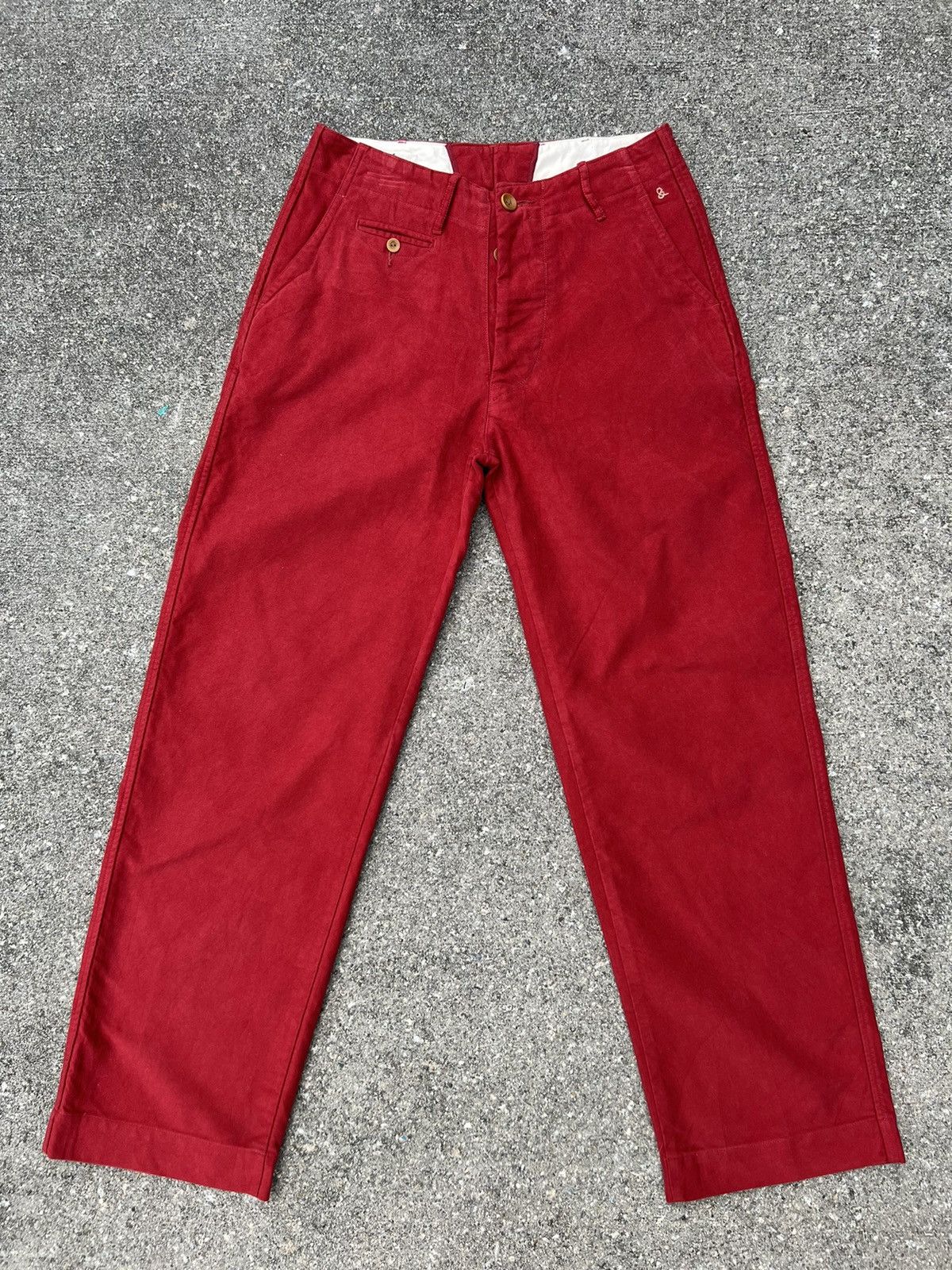 45rpm Vintage 45rpm Japan Red Suede Cotton Baggy Trouser Pant Size US 29 - 18 Thumbnail