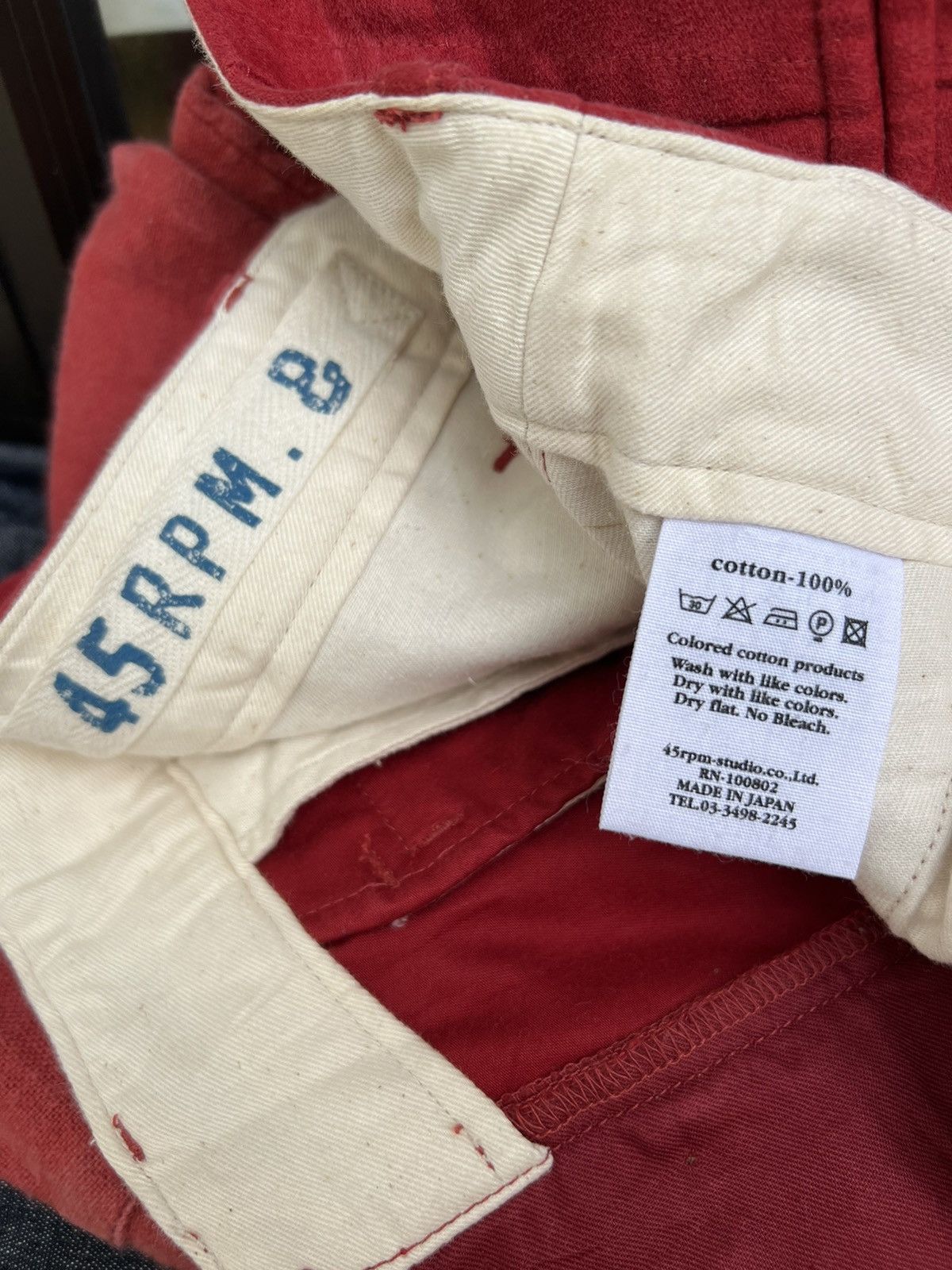 45rpm Vintage 45rpm Japan Red Suede Cotton Baggy Trouser Pant Size US 29 - 16 Thumbnail