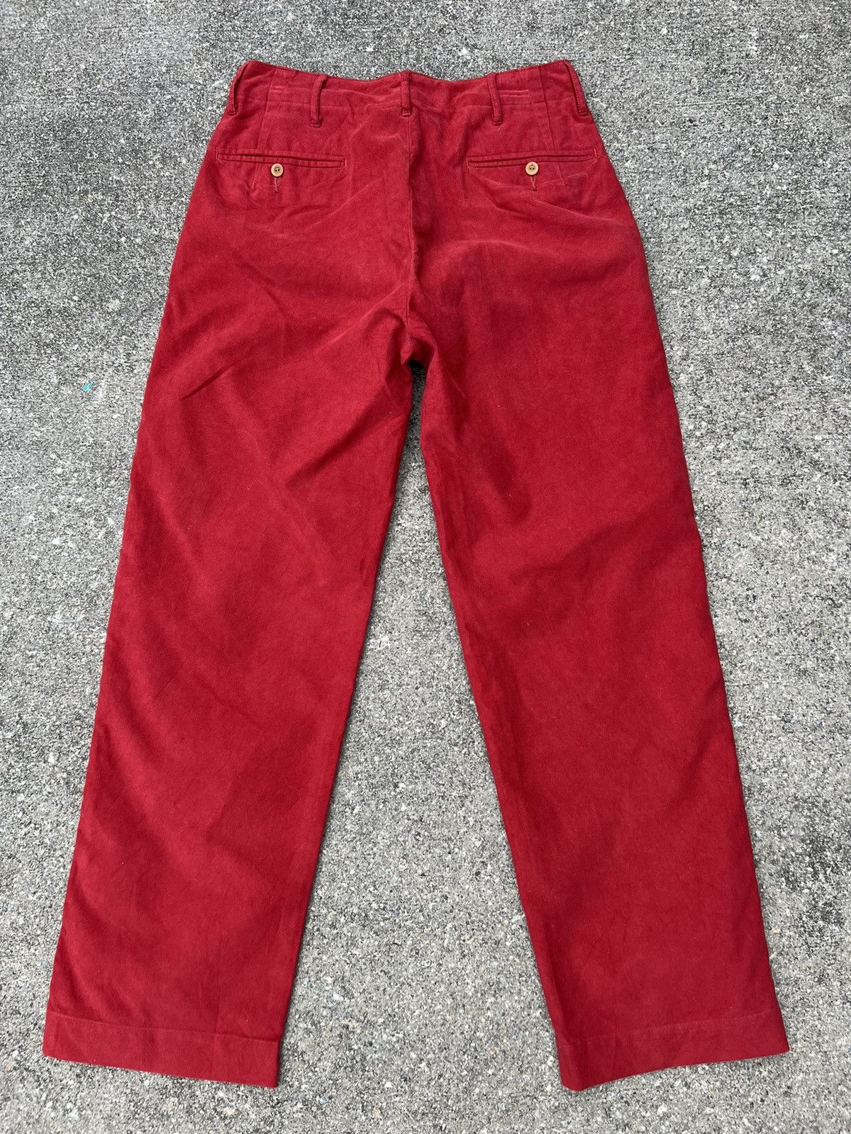 45rpm Vintage 45rpm Japan Red Suede Cotton Baggy Trouser Pant Size US 29 - 22 Thumbnail