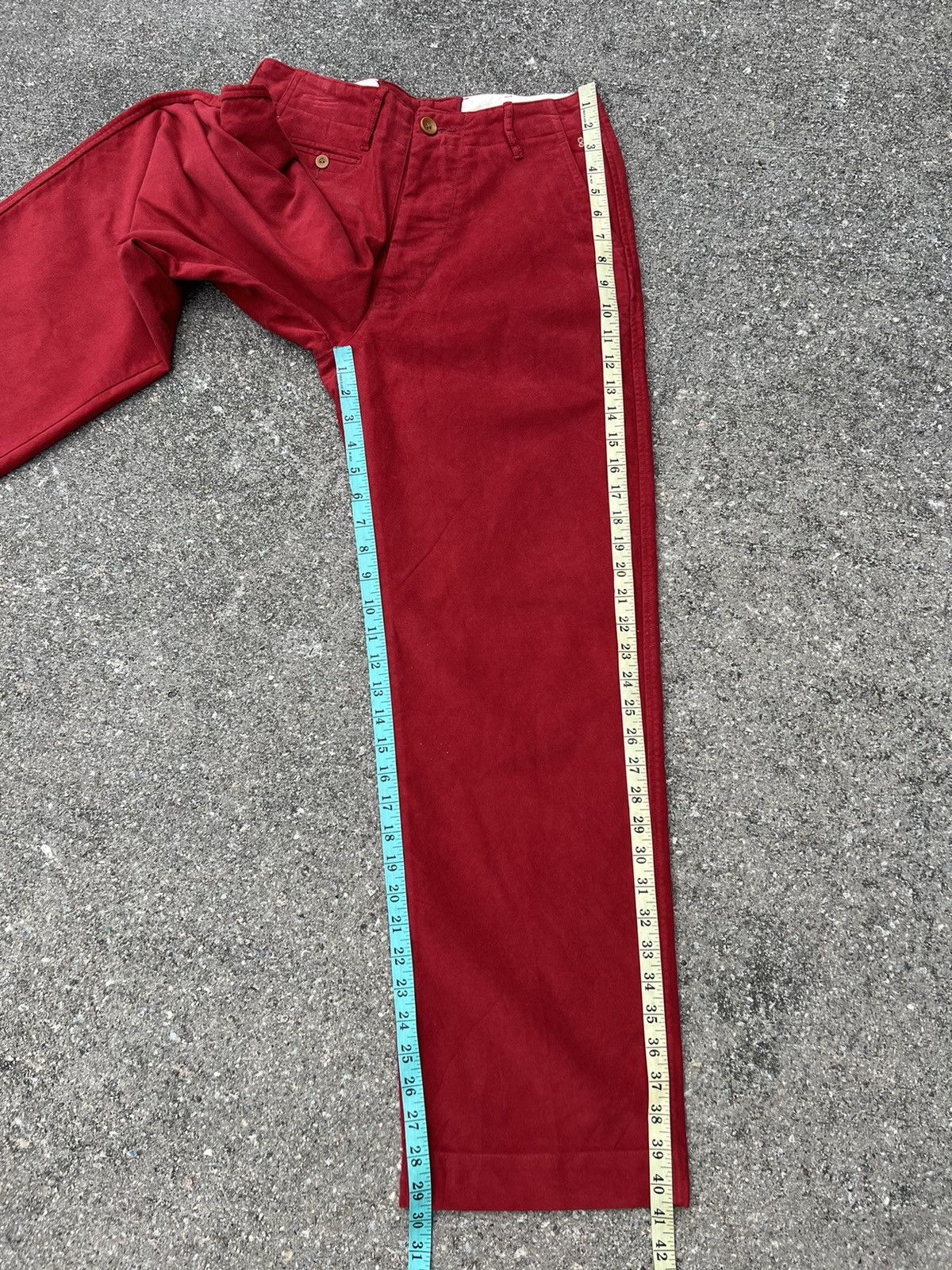 45rpm Vintage 45rpm Japan Red Suede Cotton Baggy Trouser Pant Size US 29 - 21 Thumbnail