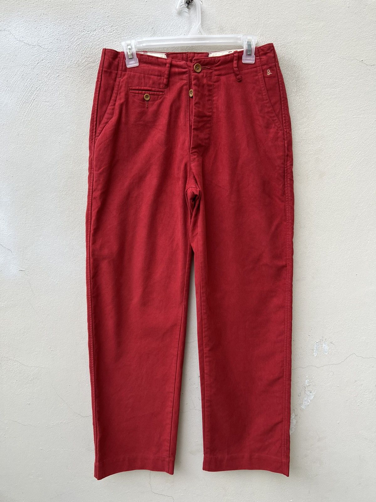 Vintage 45rpm Japan Red Suede Cotton Baggy Trouser Pant