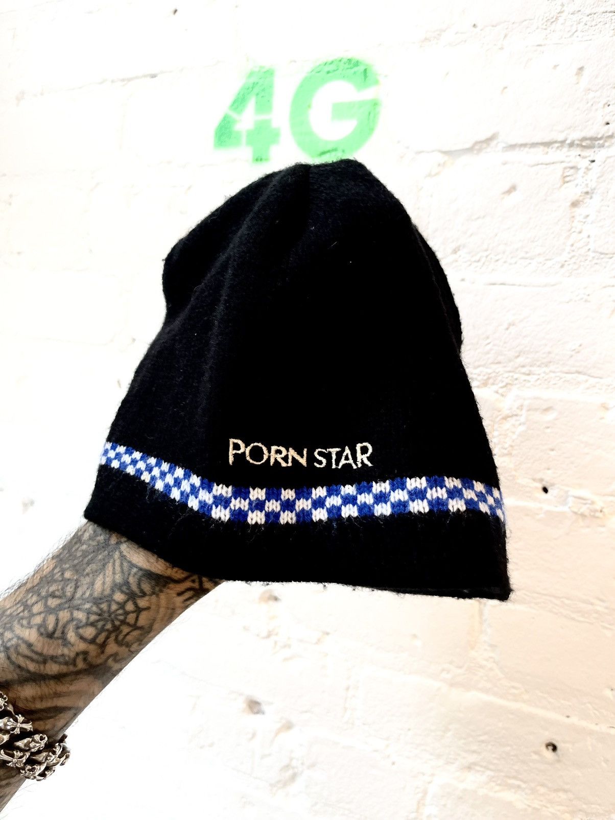 Pre-owned Vintage Porn Star Porn Hat Beanie Checkered Race Fuck In Black |  ModeSens