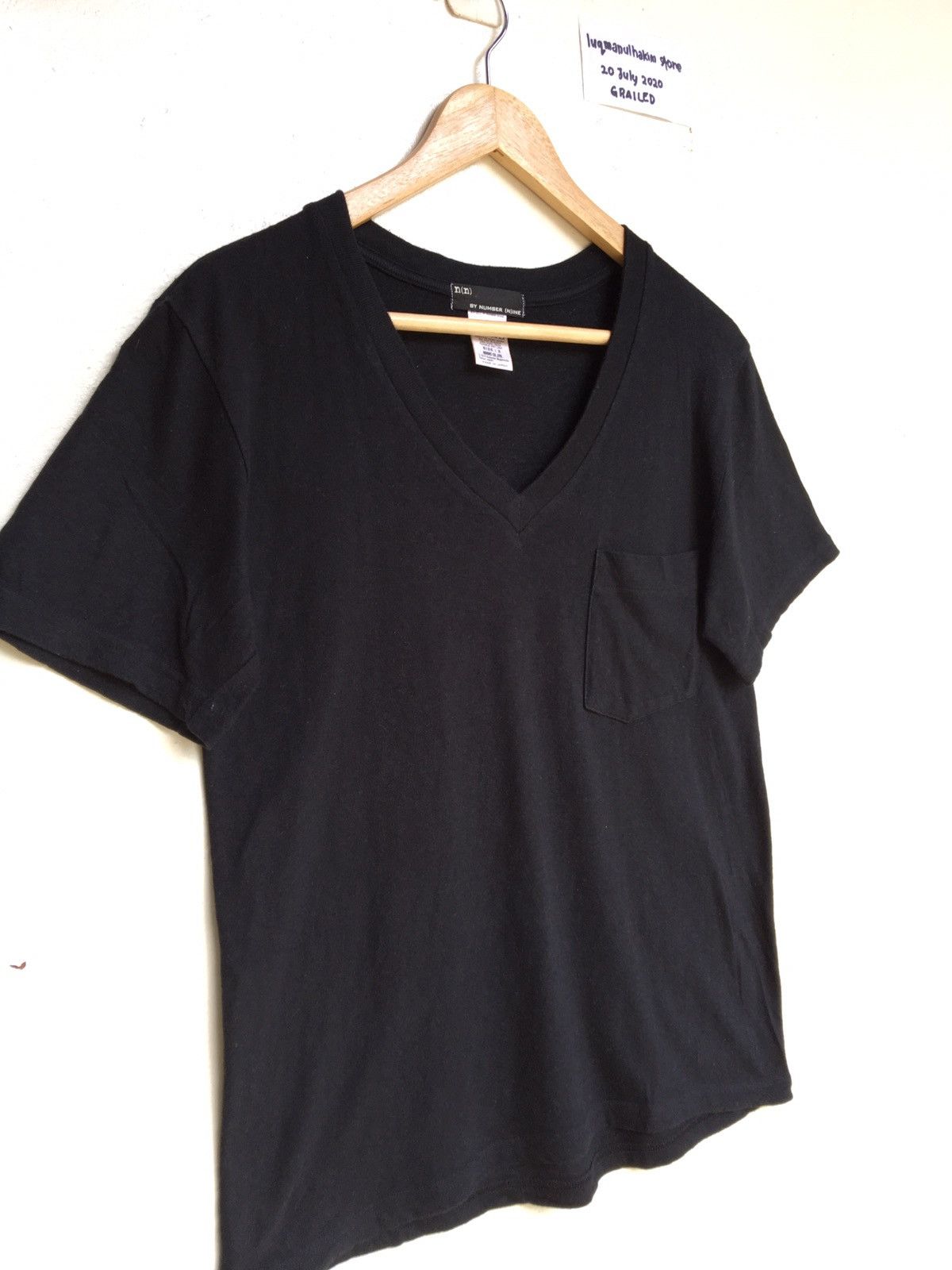 Number (N)ine Number (N)ine V Neck Mens Plain Black Tee Size US S / EU 44-46 / 1 - 2 Thumbnail