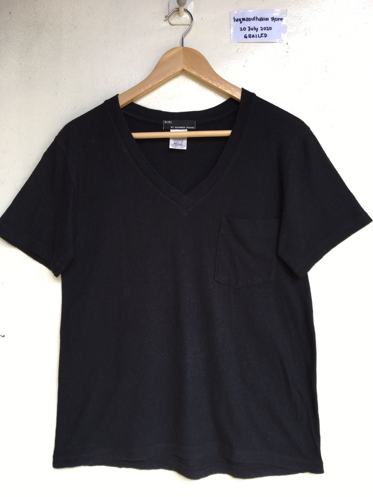 Number (N)ine Number (N)ine V Neck Mens Plain Black Tee Size US S / EU 44-46 / 1 - 1 Thumbnail