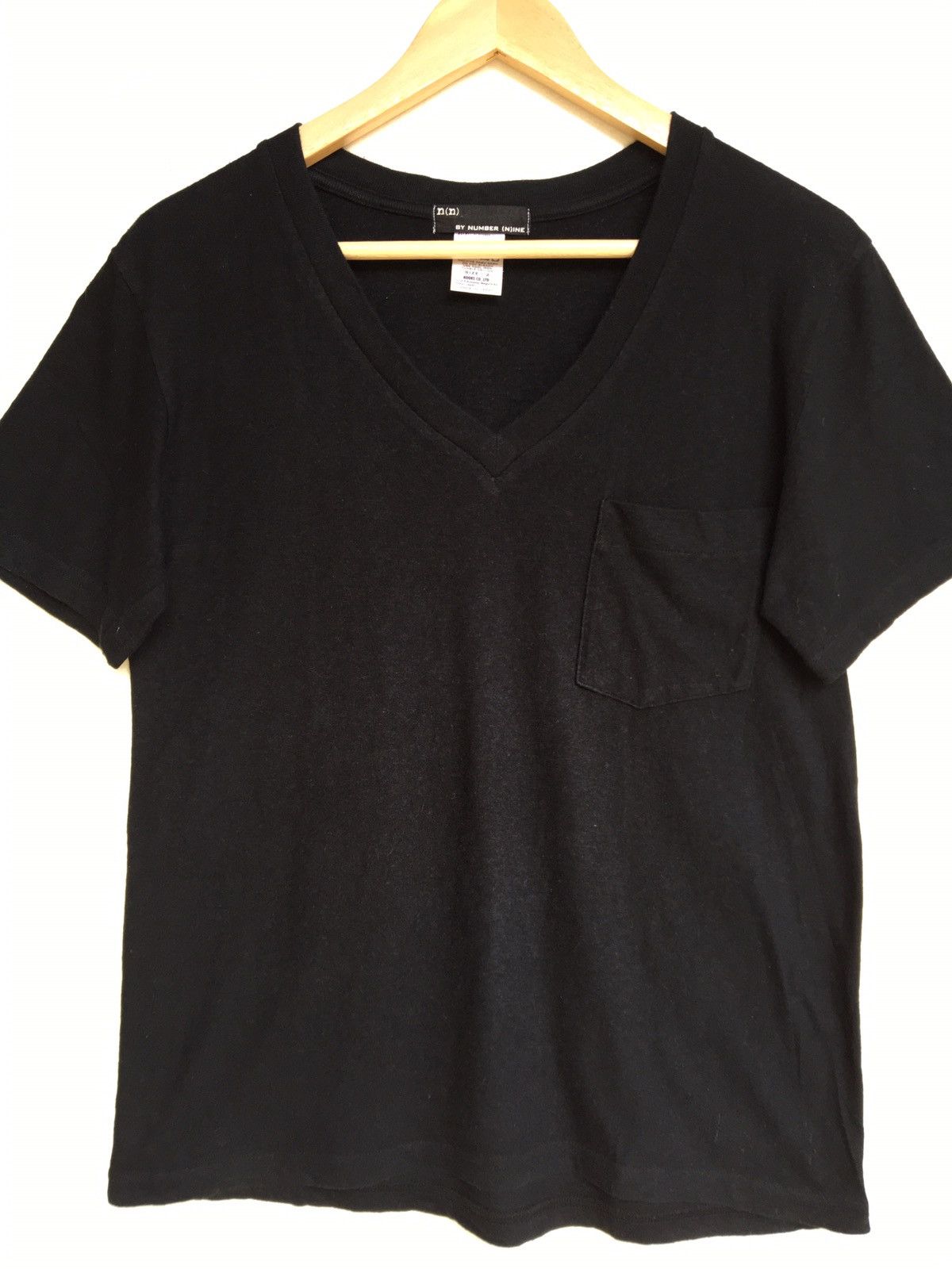 Number (N)ine Number (N)ine V Neck Mens Plain Black Tee Size US S / EU 44-46 / 1 - 4 Thumbnail
