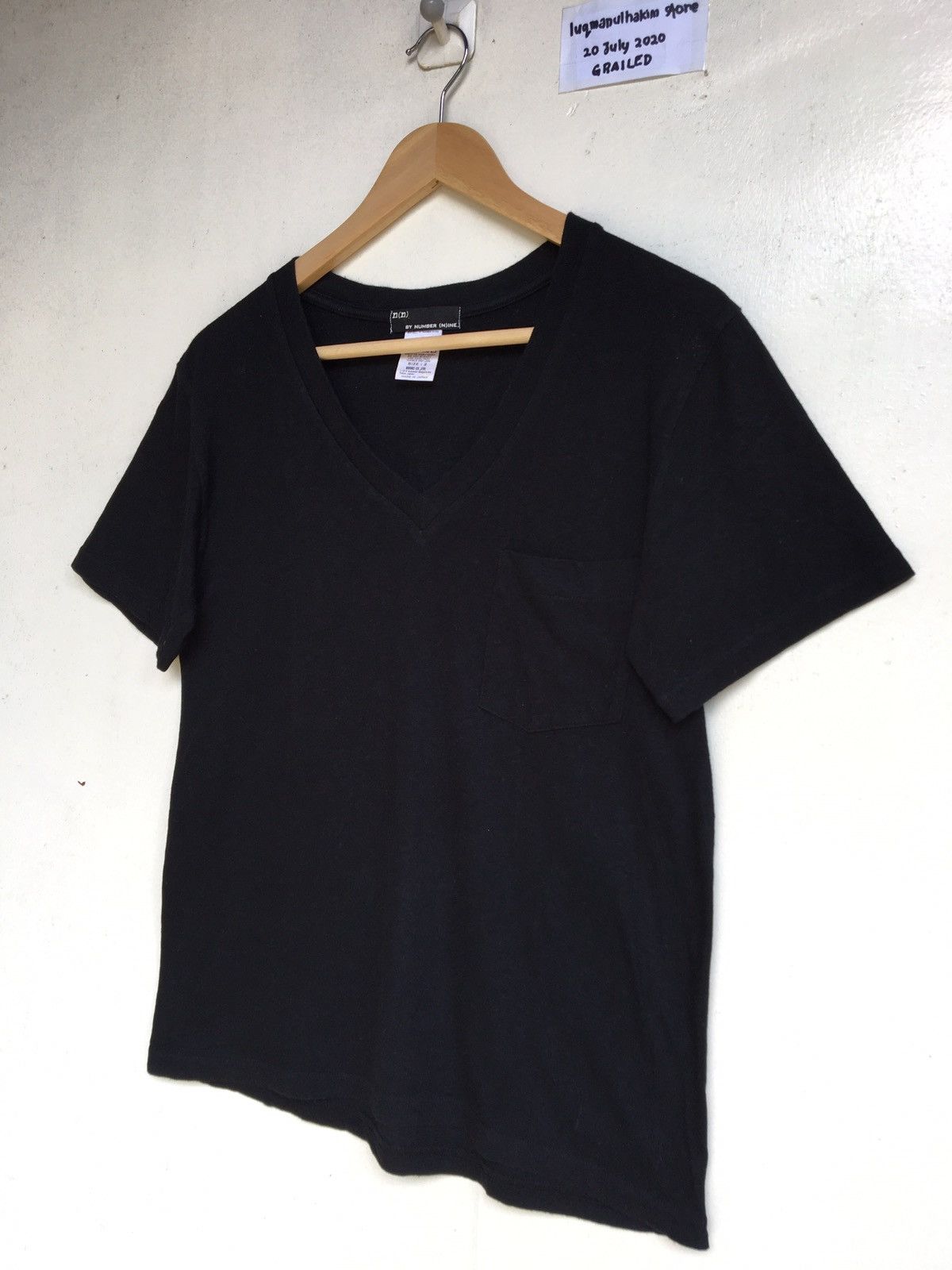 Number (N)ine Number (N)ine V Neck Mens Plain Black Tee Size US S / EU 44-46 / 1 - 3 Thumbnail