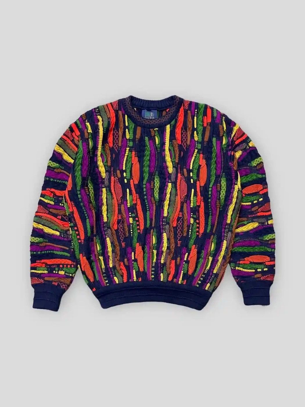 Vintage 90s Limnos Coogi Style Cable Knit Sweater Pure Wool