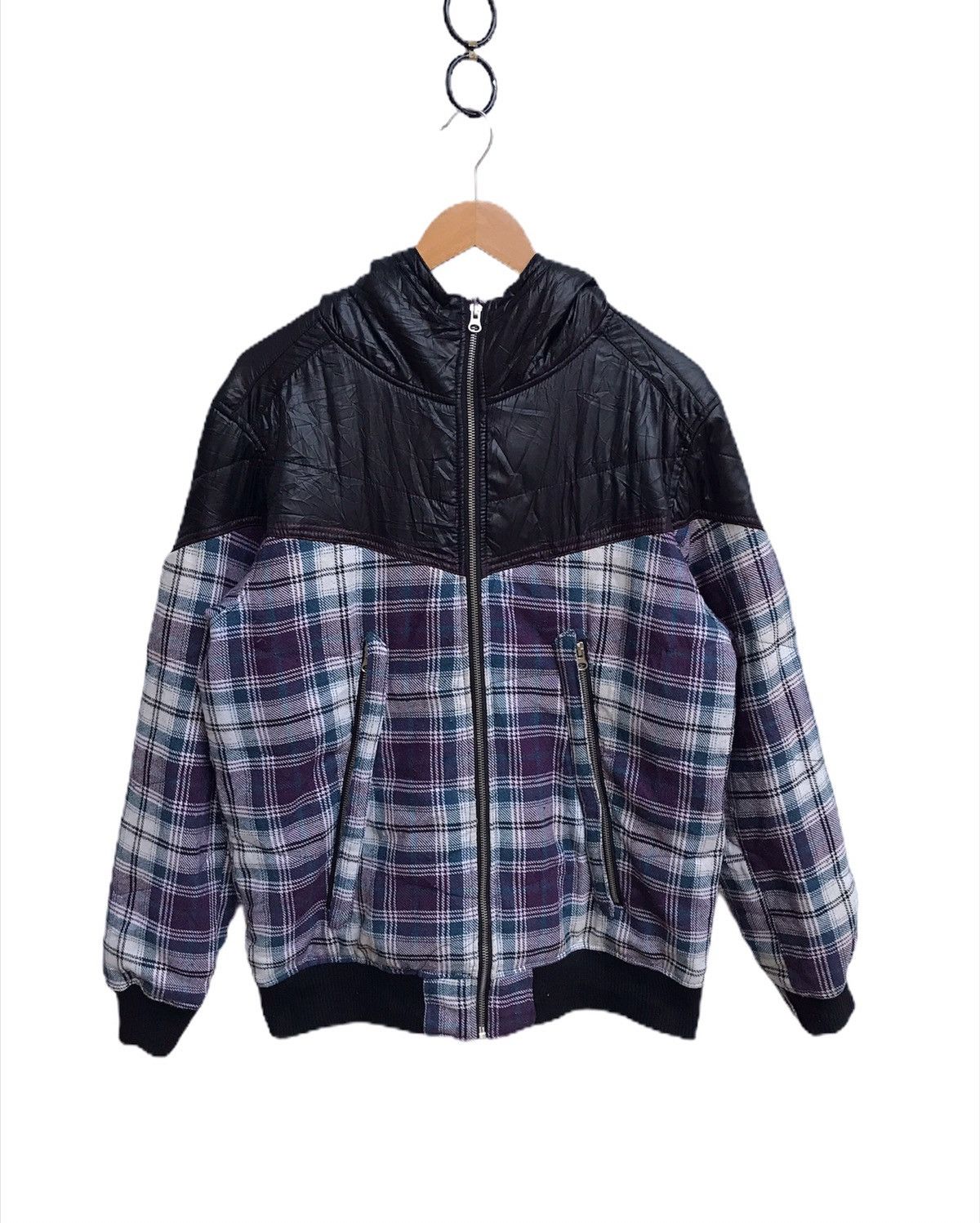 Japanese Brand 🔥Amp By Manydope Wool And Pvc Winter Hoodies Check Jacket Size US L / EU 52-54 / 3 - 1 Thumbnail