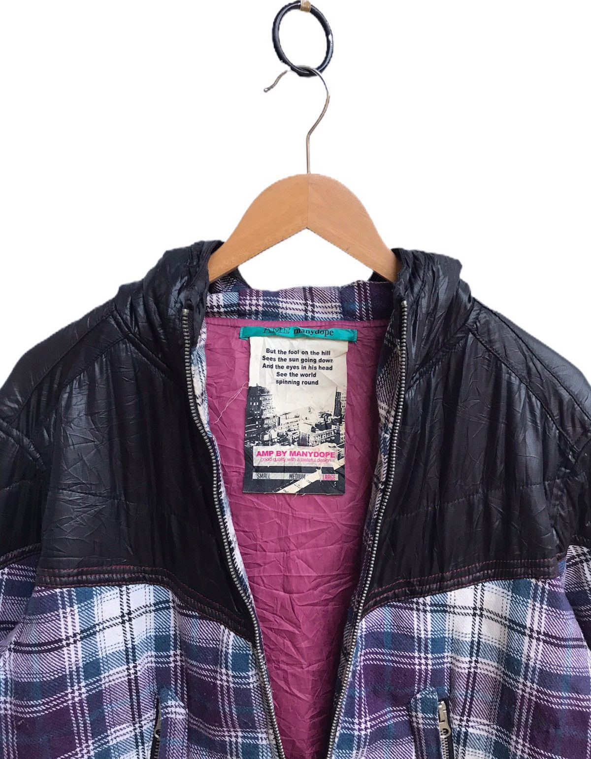 Japanese Brand 🔥Amp By Manydope Wool And Pvc Winter Hoodies Check Jacket Size US L / EU 52-54 / 3 - 5 Thumbnail