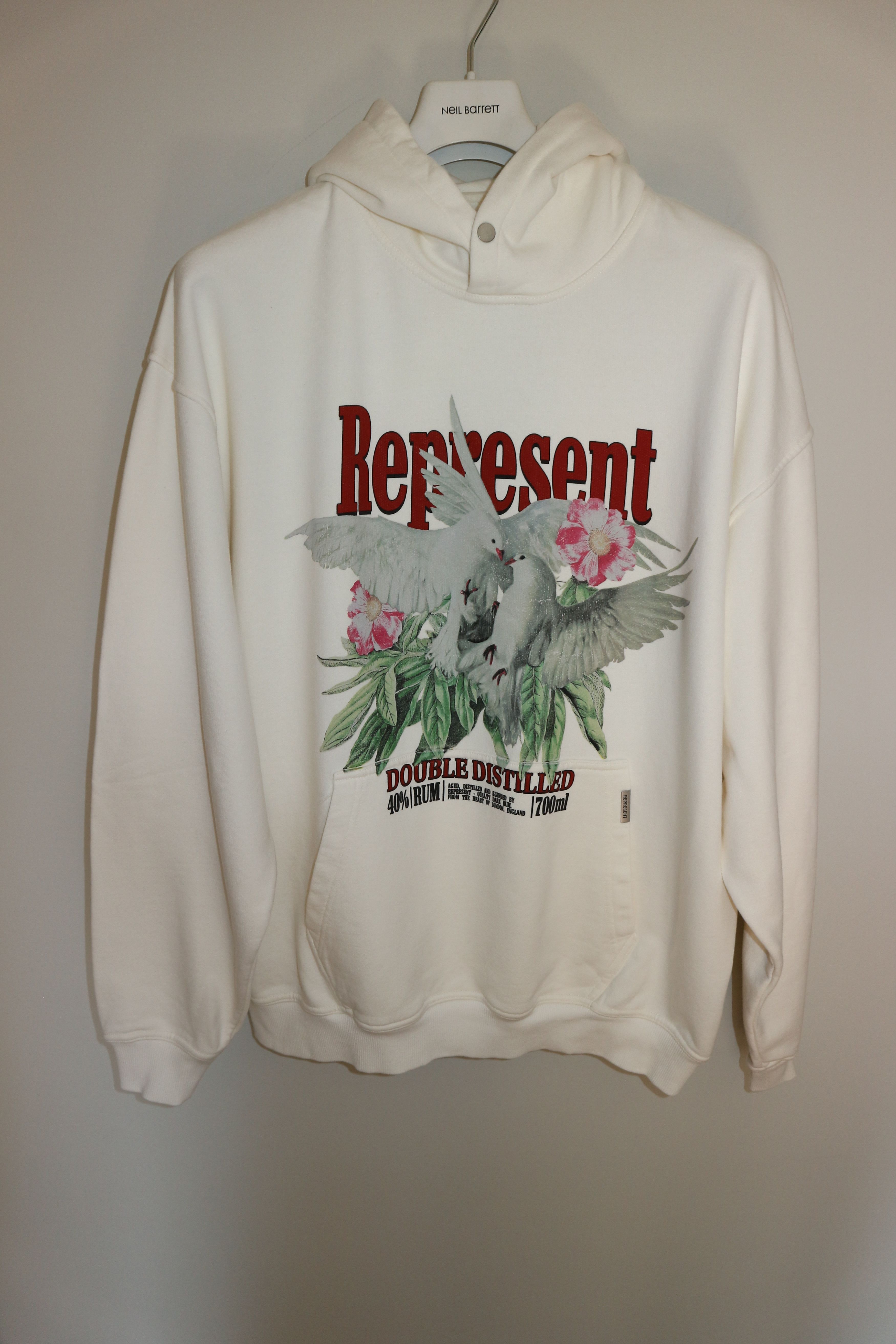 image of Represent Clo Double Distilled Print Hoodie in White, Men's (Size Small)