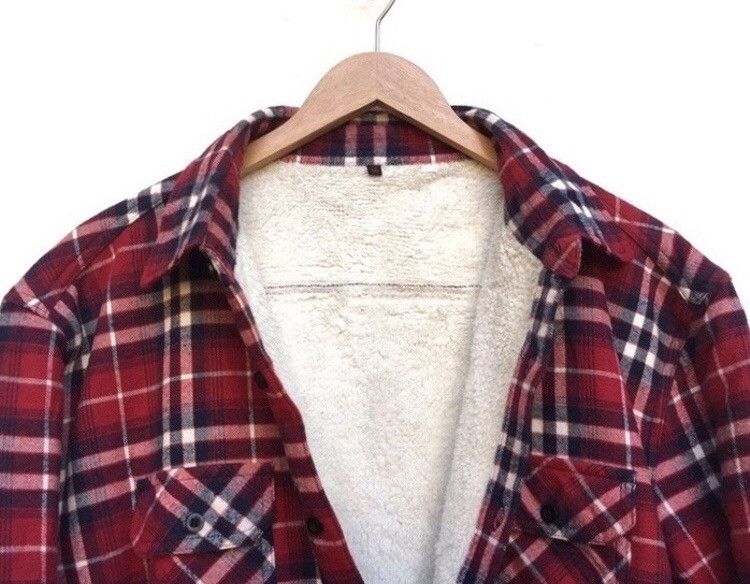 Vintage 🔥Button Up Check Jacket Sherpa Inside Size US L / EU 52-54 / 3 - 3 Thumbnail