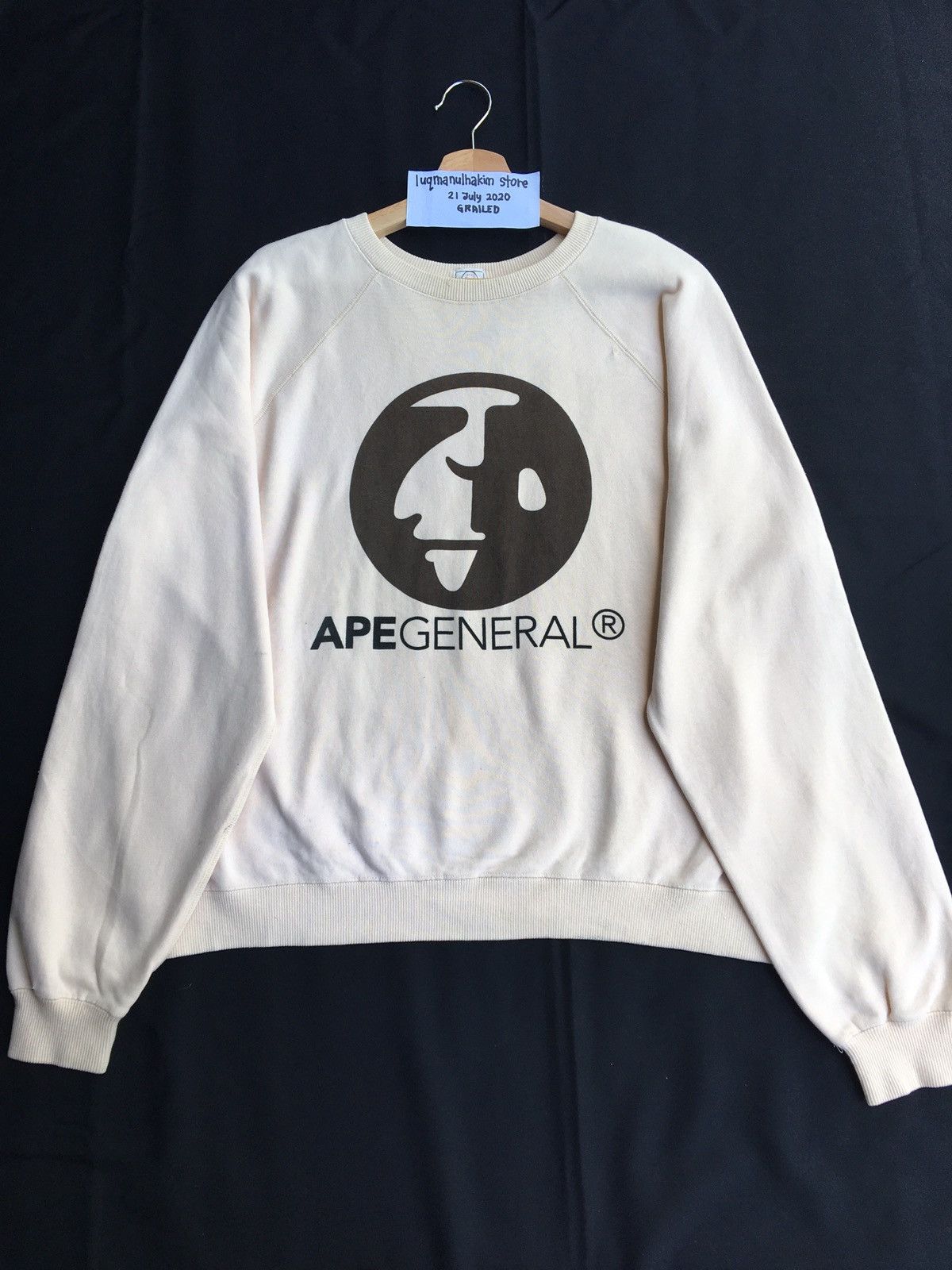 image of Bape x Vintage Ape General Crewneck in Yellow, Men's (Size Large)