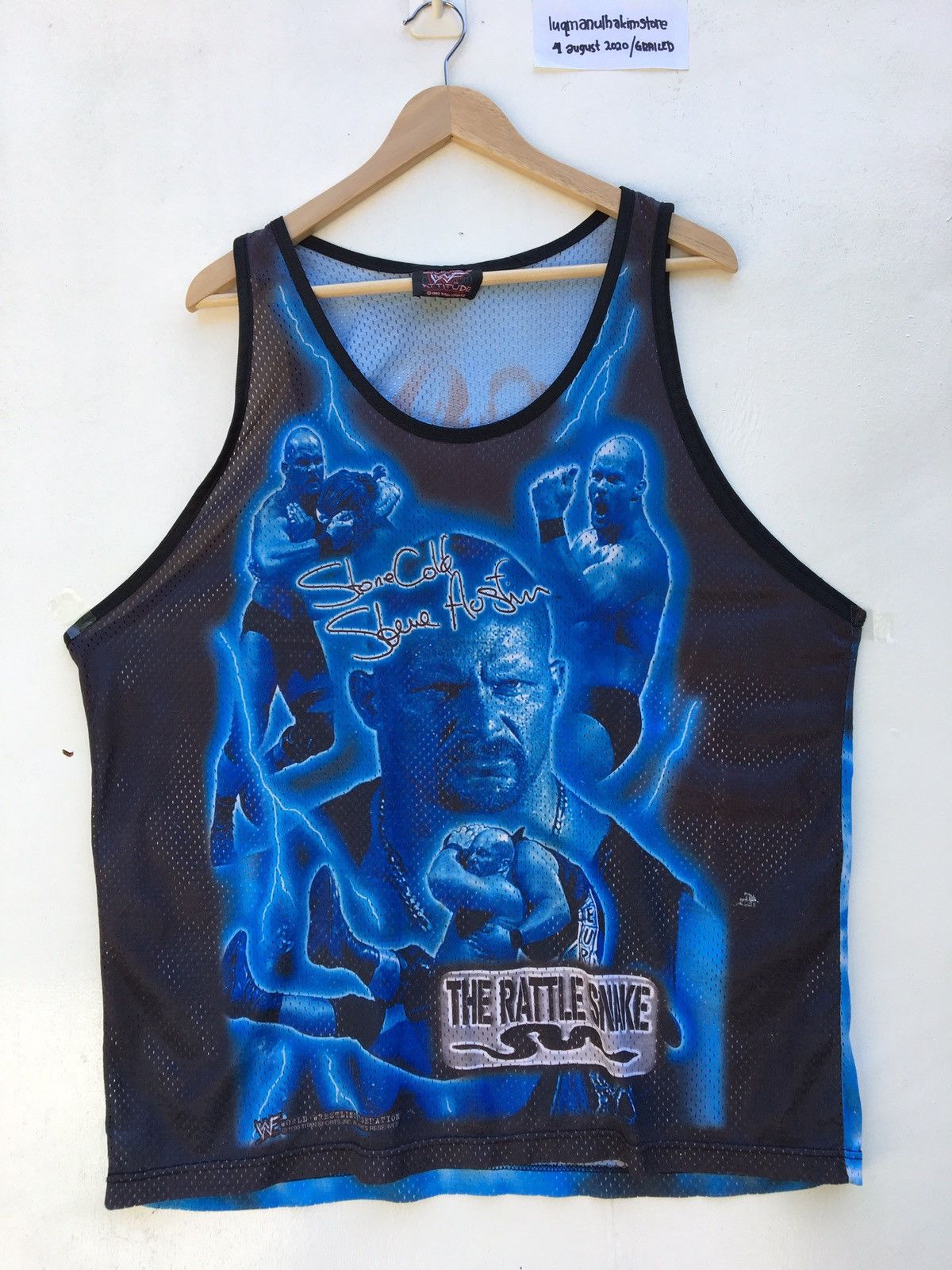 WWF Vintage WWF 1999 Stone Cold Jersey Tank Top Size US XL / EU 56 / 4 - 1 Thumbnail