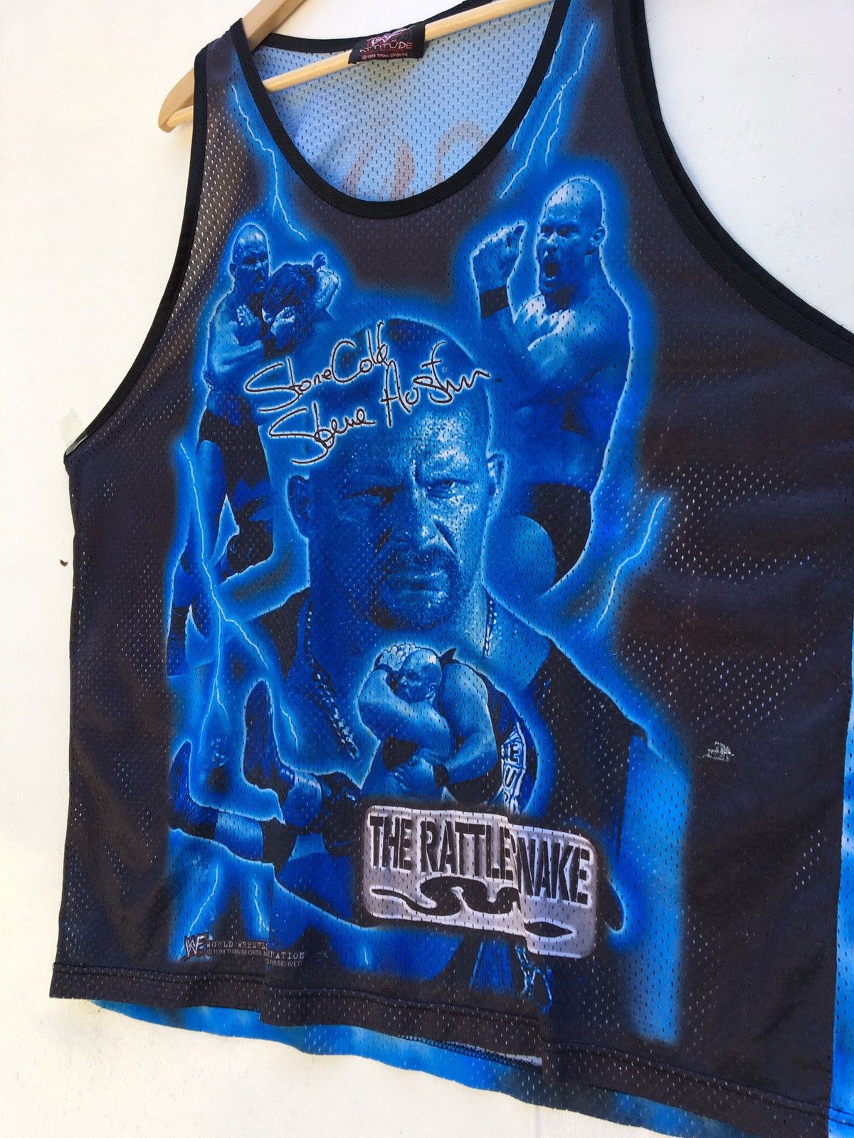 WWF Vintage WWF 1999 Stone Cold Jersey Tank Top Size US XL / EU 56 / 4 - 6 Thumbnail