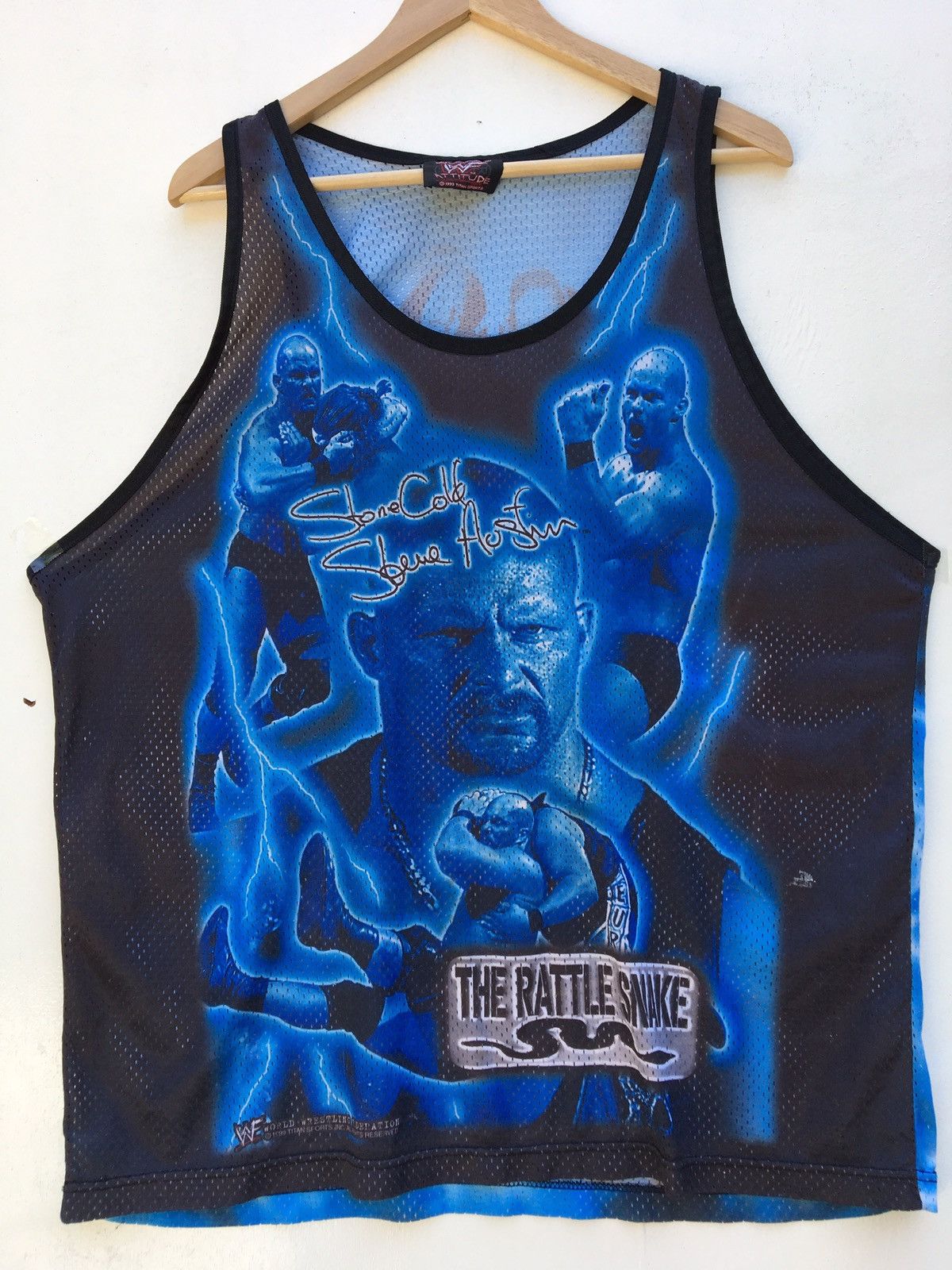 WWF Vintage WWF 1999 Stone Cold Jersey Tank Top Size US XL / EU 56 / 4 - 4 Thumbnail
