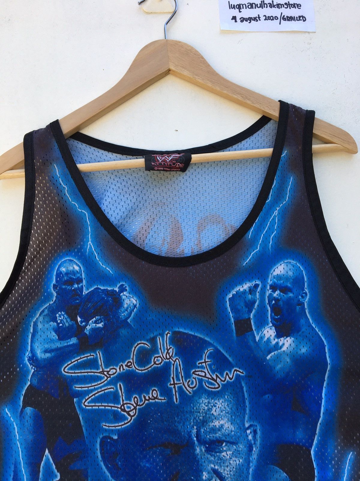 WWF Vintage WWF 1999 Stone Cold Jersey Tank Top Size US XL / EU 56 / 4 - 9 Thumbnail