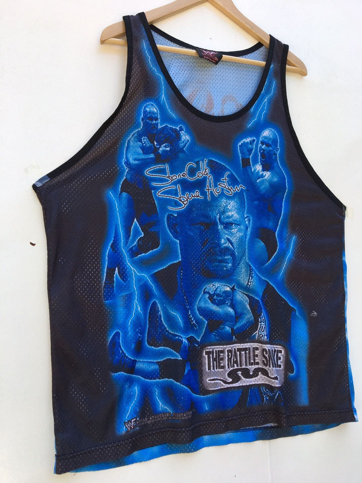 WWF Vintage WWF 1999 Stone Cold Jersey Tank Top Size US XL / EU 56 / 4 - 5 Thumbnail