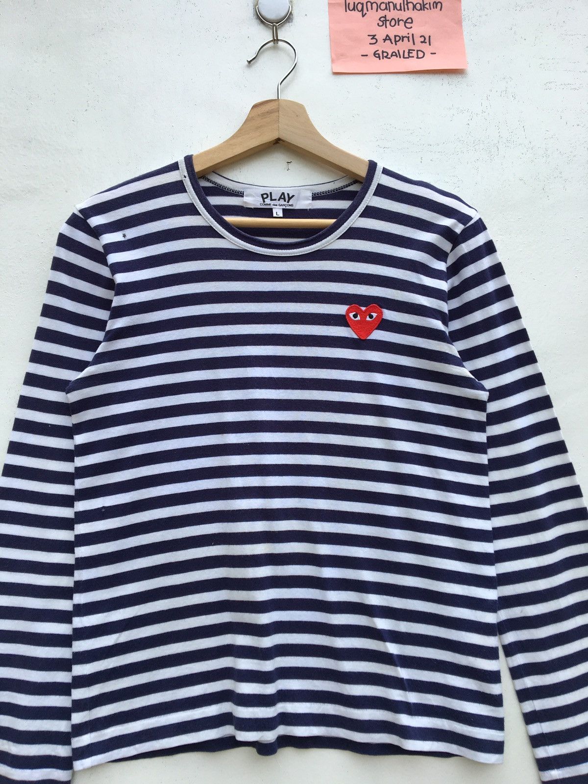 Comme des Garcons PLAY Vintage CDG Play Striped Blue Longsleeve Shirt Size US M / EU 48-50 / 2 - 4 Thumbnail