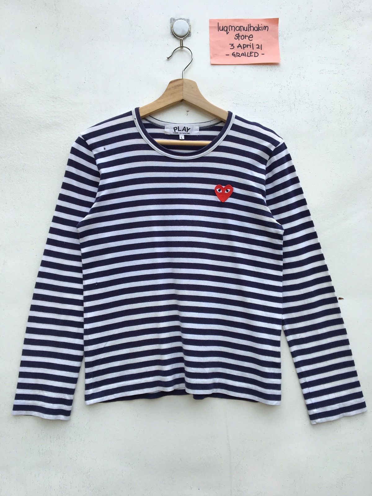 Comme Des Garcons Play Vintage CDG Play Striped Blue Longsleeve Shirt Grailed