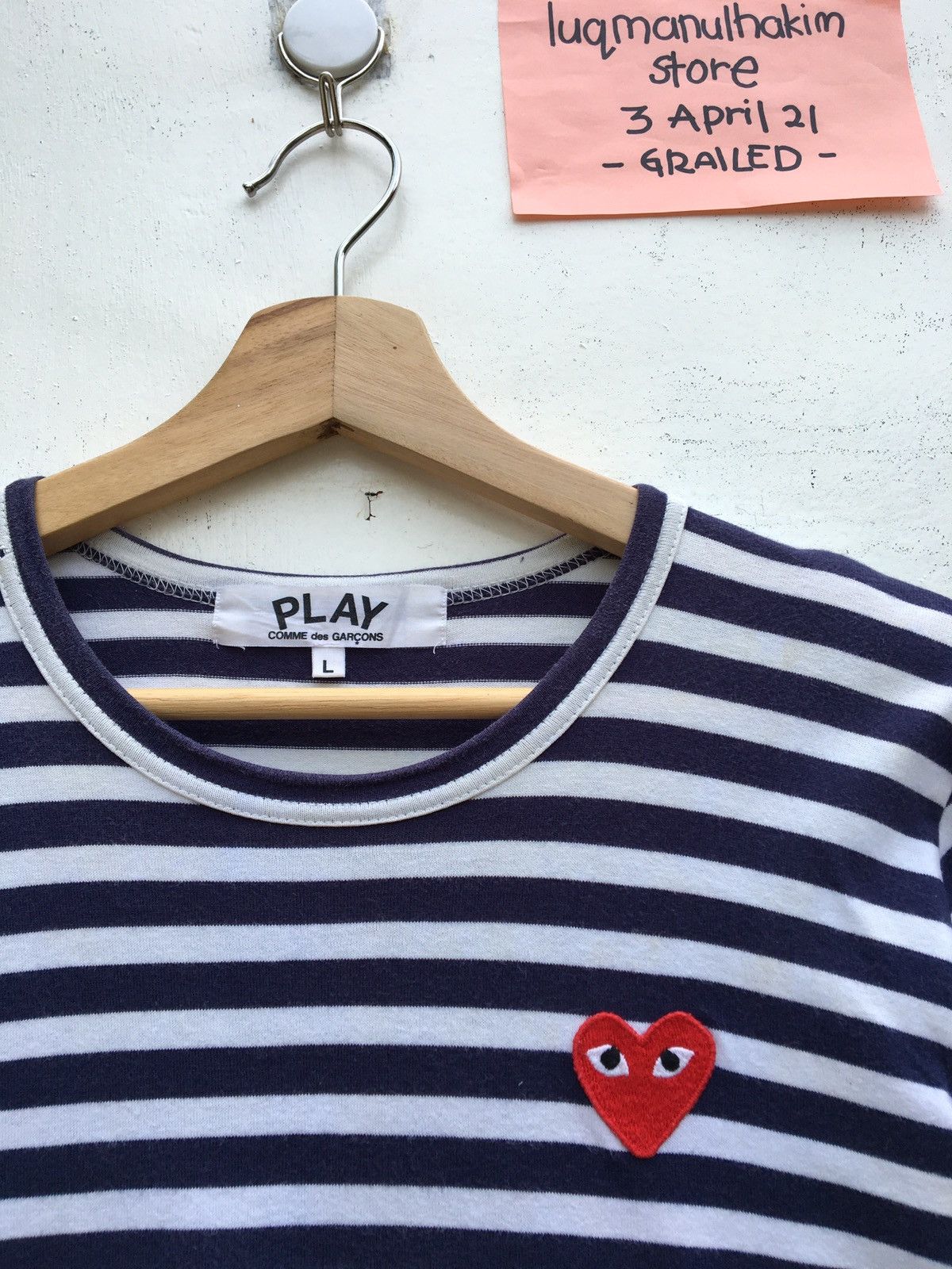 Comme des Garcons PLAY Vintage CDG Play Striped Blue Longsleeve Shirt Size US M / EU 48-50 / 2 - 5 Thumbnail