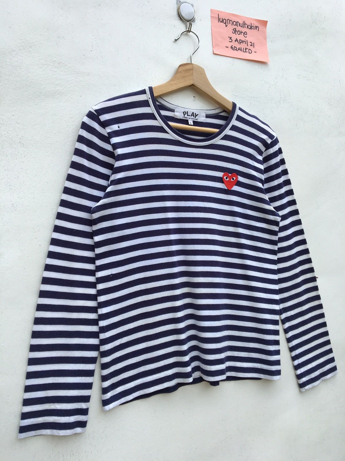 Comme des Garcons PLAY Vintage CDG Play Striped Blue Longsleeve Shirt Size US M / EU 48-50 / 2 - 2 Thumbnail