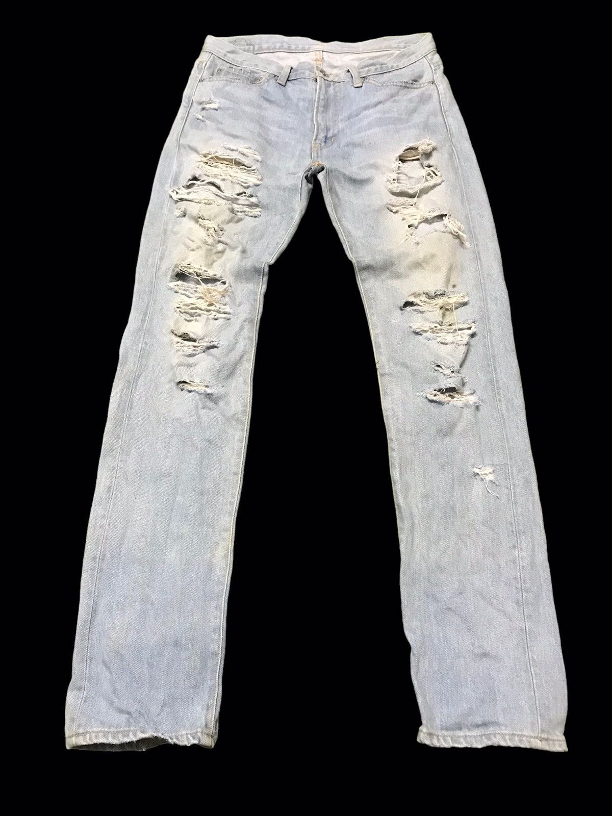 image of Mr Gentlemen Made In Japan Distressed Denim Jeans Very in Blue, Men's (Size 31)