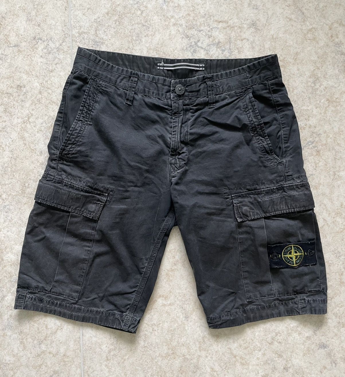 image of Stone Island Cargo Shorts in Black, Men's (Size 30)