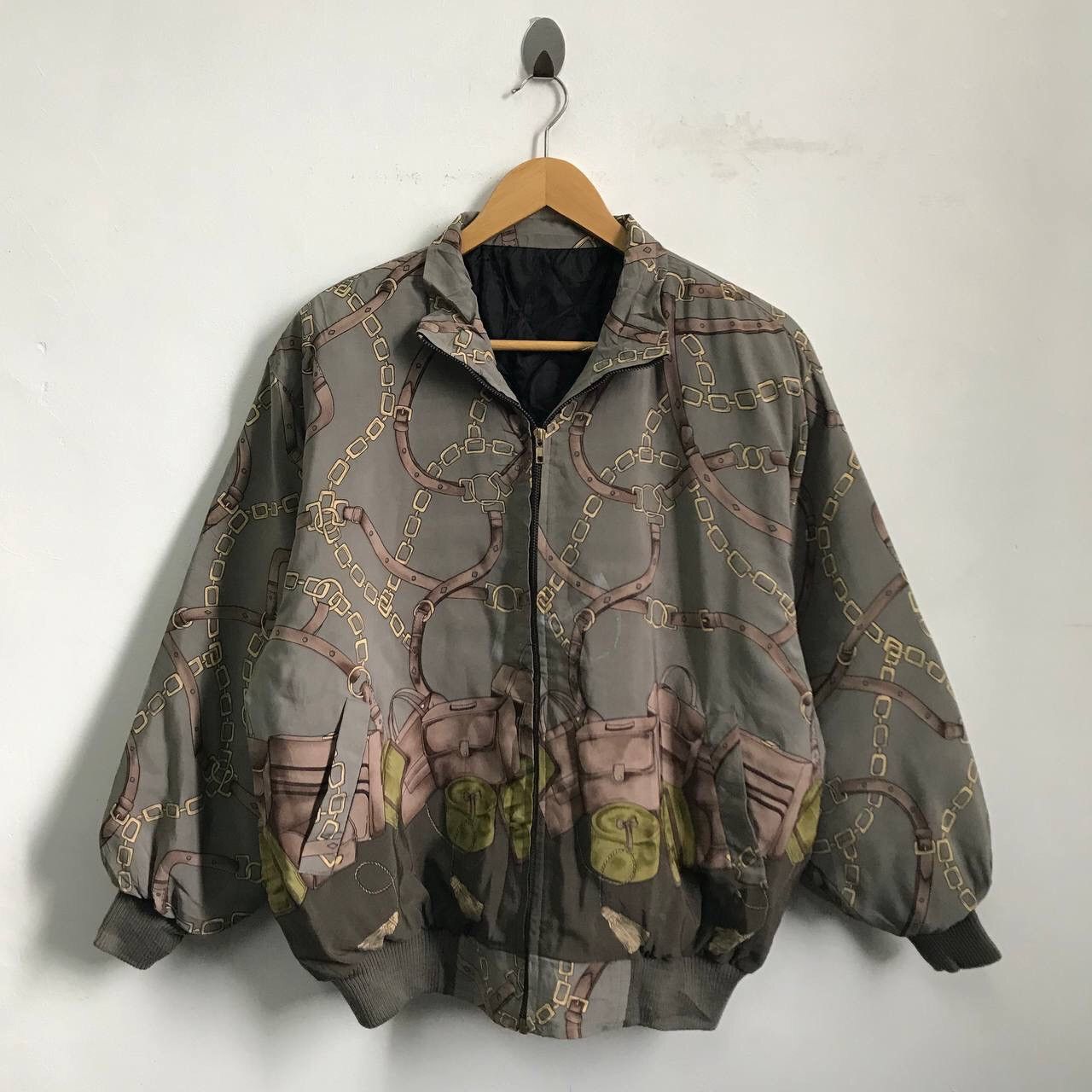 image of Vintage Bomber Jacket Inspired Chanel in Brown, Men's (Size Large)