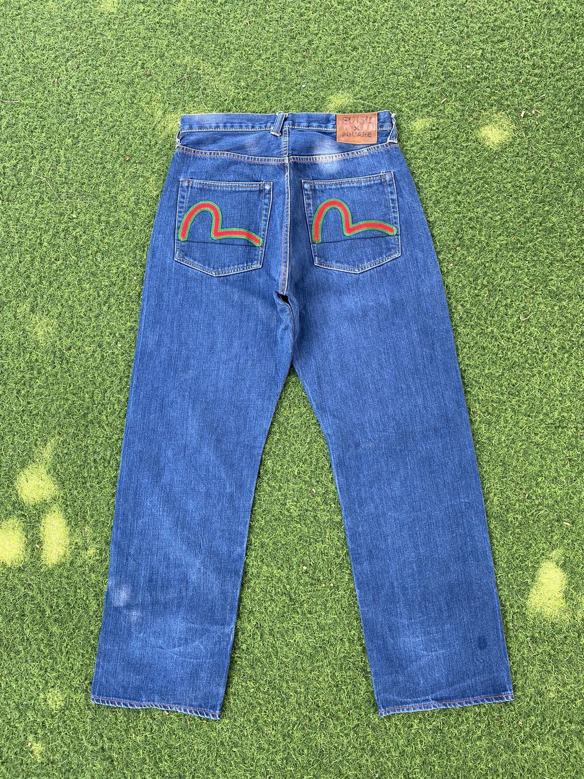 image of Evisu X Square Jeans Embroidered Logo Rainbow Sea Gulls in Denim, Men's (Size 34)