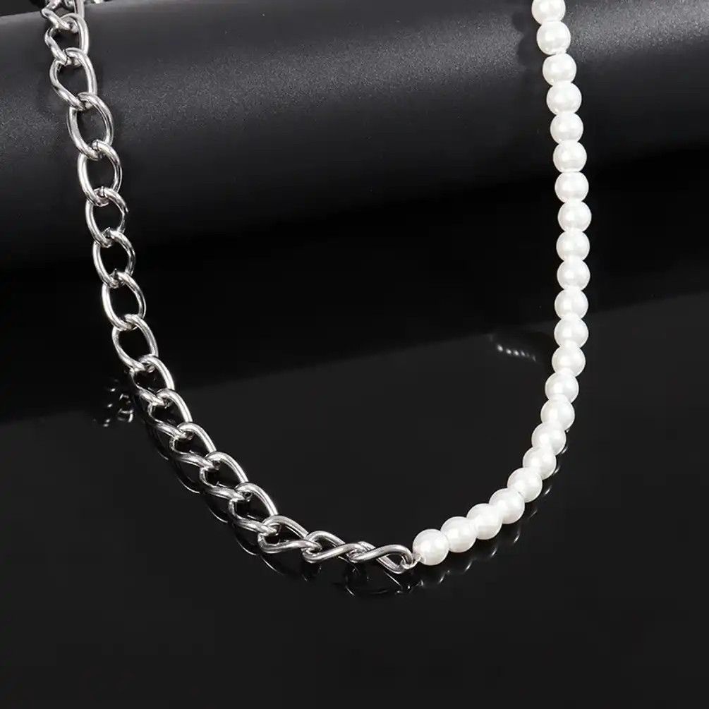 Jewelry Imitation Pearl Chain Men Necklace Size ONE SIZE - 3 Thumbnail